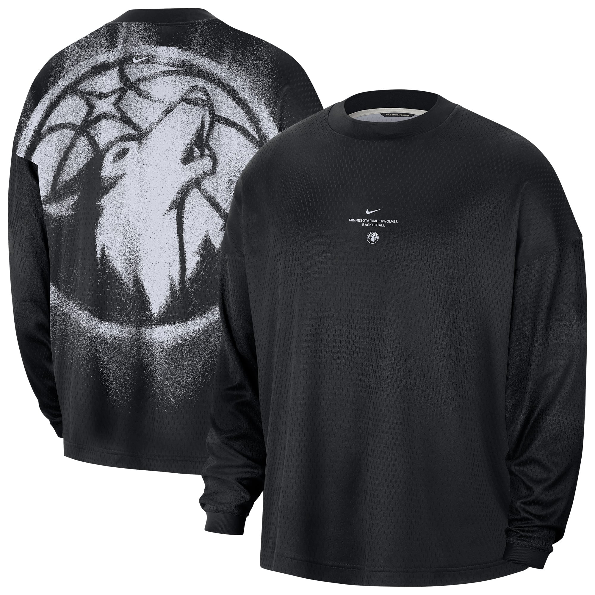 Men's Nike Black Minnesota Timberwolves 2026 Standard Issue Pre-Game Performance Long Sleeve T-Shirt
