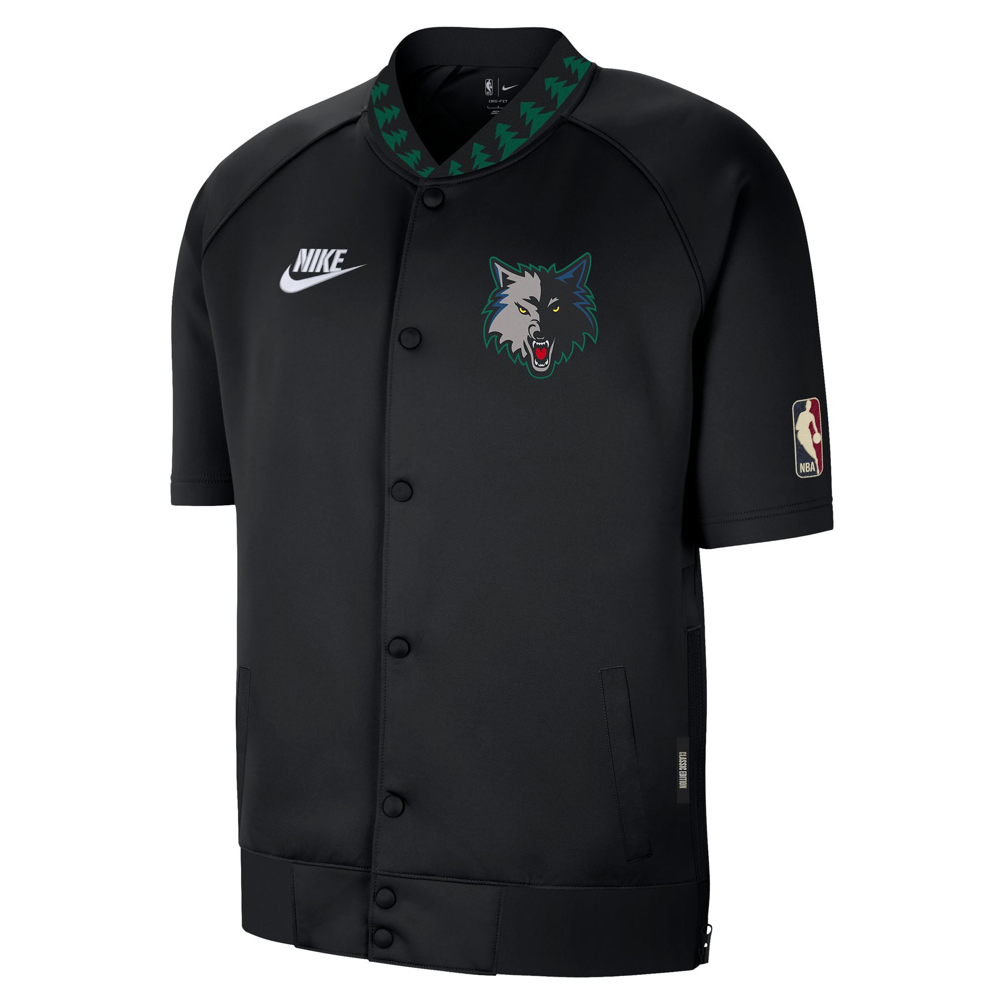 Veste Nike Timberwolves Minnesota Classic Edition Hardwood Classics Authentic pour homme, fermeture à boutons-pression.