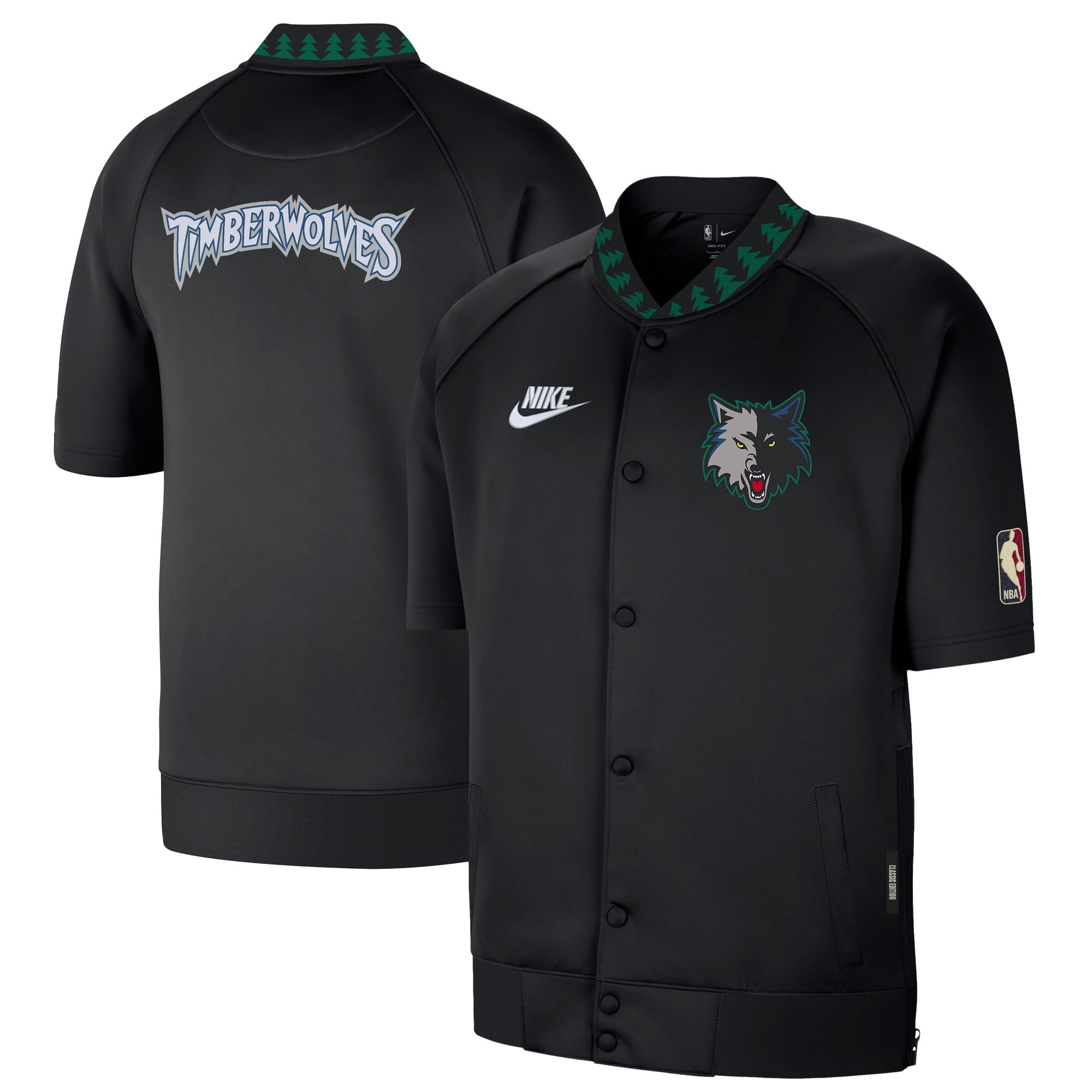 Veste Nike Timberwolves Minnesota Classic Edition Hardwood Classics Authentic pour homme, fermeture à boutons-pression.