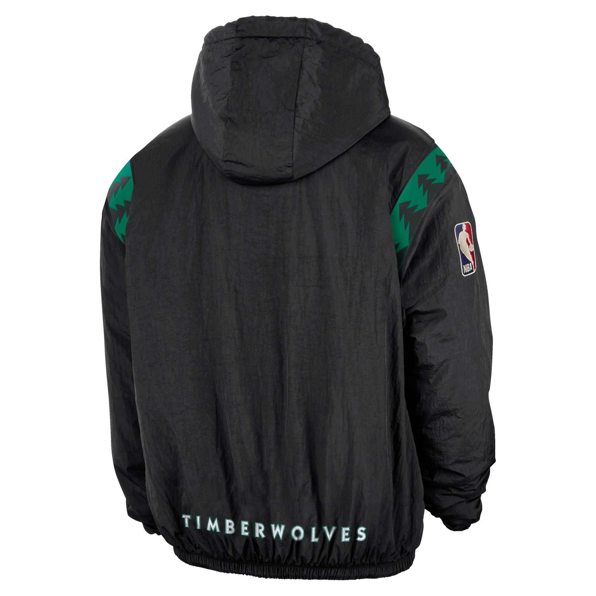 Coupe-vent à capuche demi-zip Nike Minnesota Timberwolves Hardwood Classics Therma-FIT noir pour homme