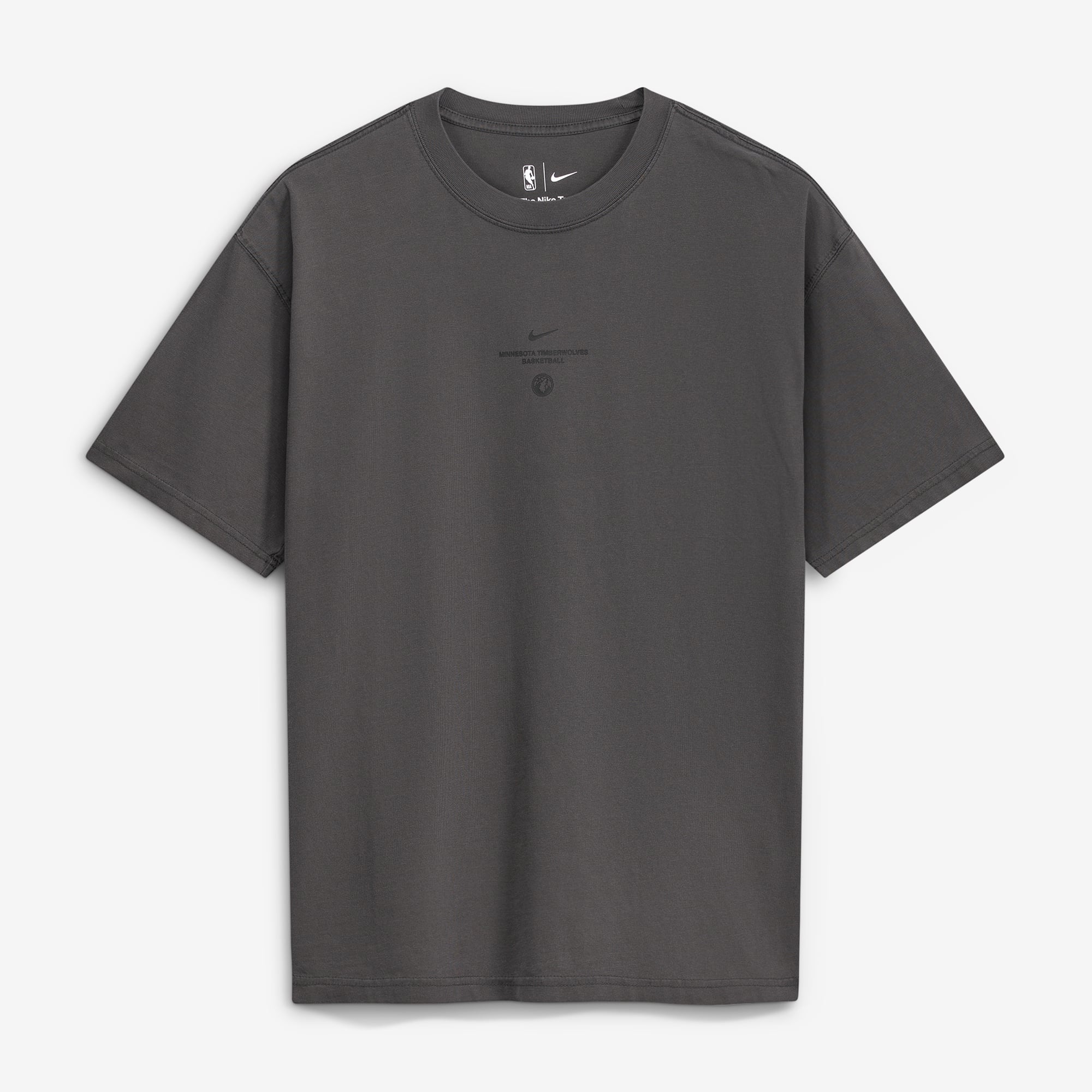 T-shirt Nike Max 90 d'avant-match, couleur anthracite, Minnesota Timberwolves, édition standard 2026, pour homme