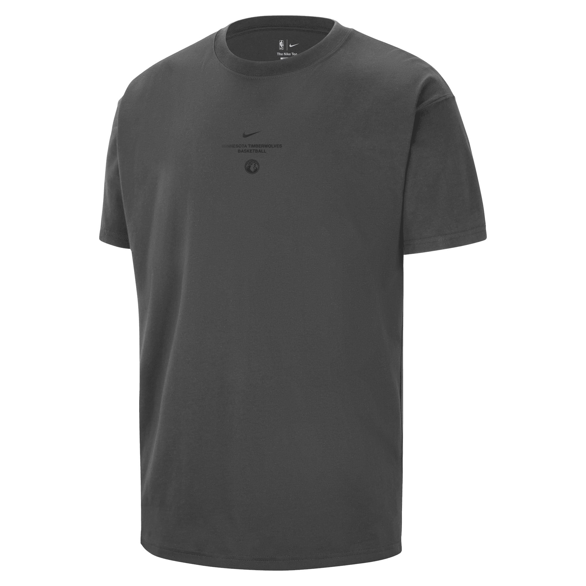 T-shirt Nike Max 90 d'avant-match, couleur anthracite, Minnesota Timberwolves, édition standard 2026, pour homme