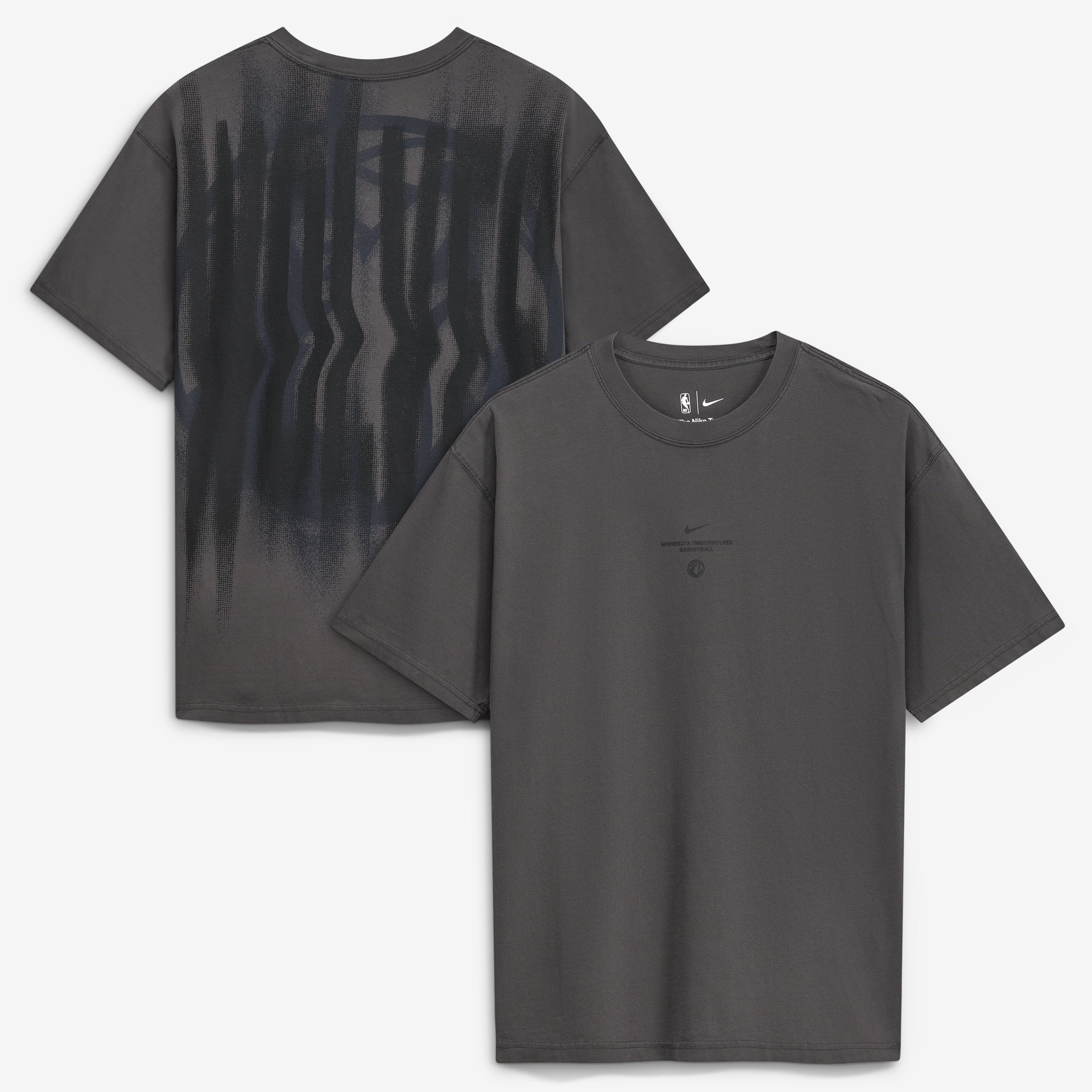 T-shirt Nike Max 90 d'avant-match, couleur anthracite, Minnesota Timberwolves, édition standard 2026, pour homme