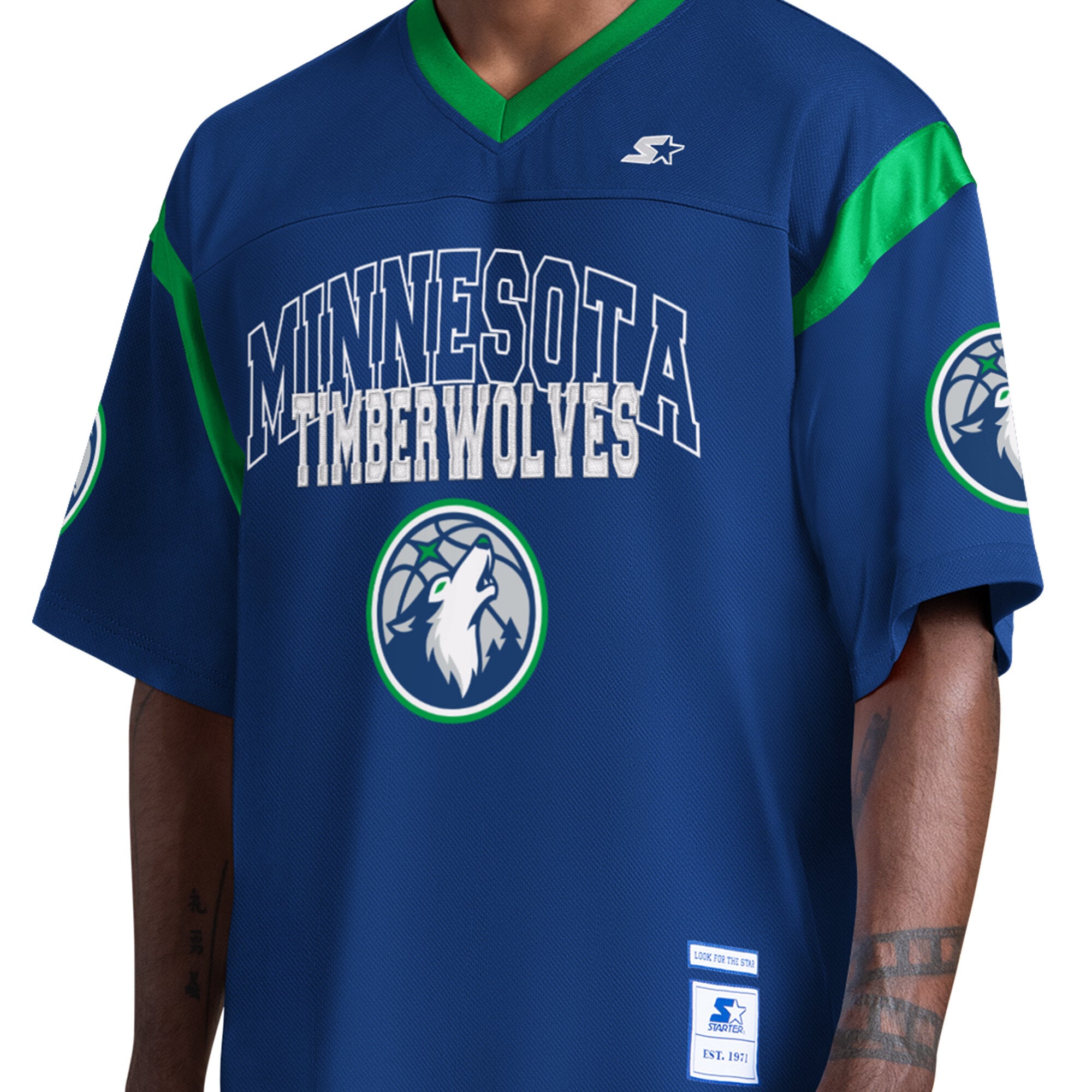 T-shirt à col en V Starter Blue Minnesota Timberwolves pour homme