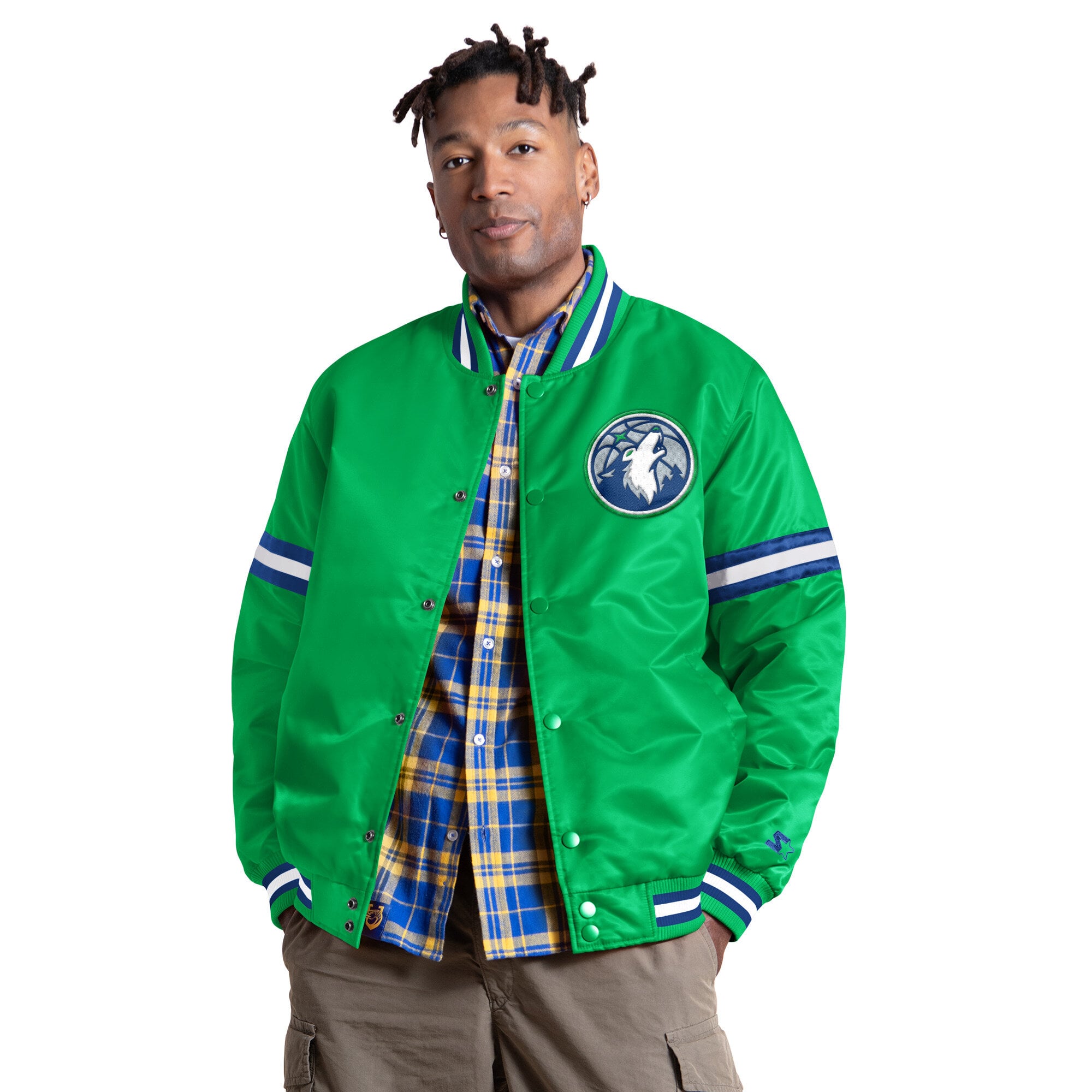 Veste universitaire Starter Green Minnesota Timberwolves Courtside II à boutons-pression pour homme