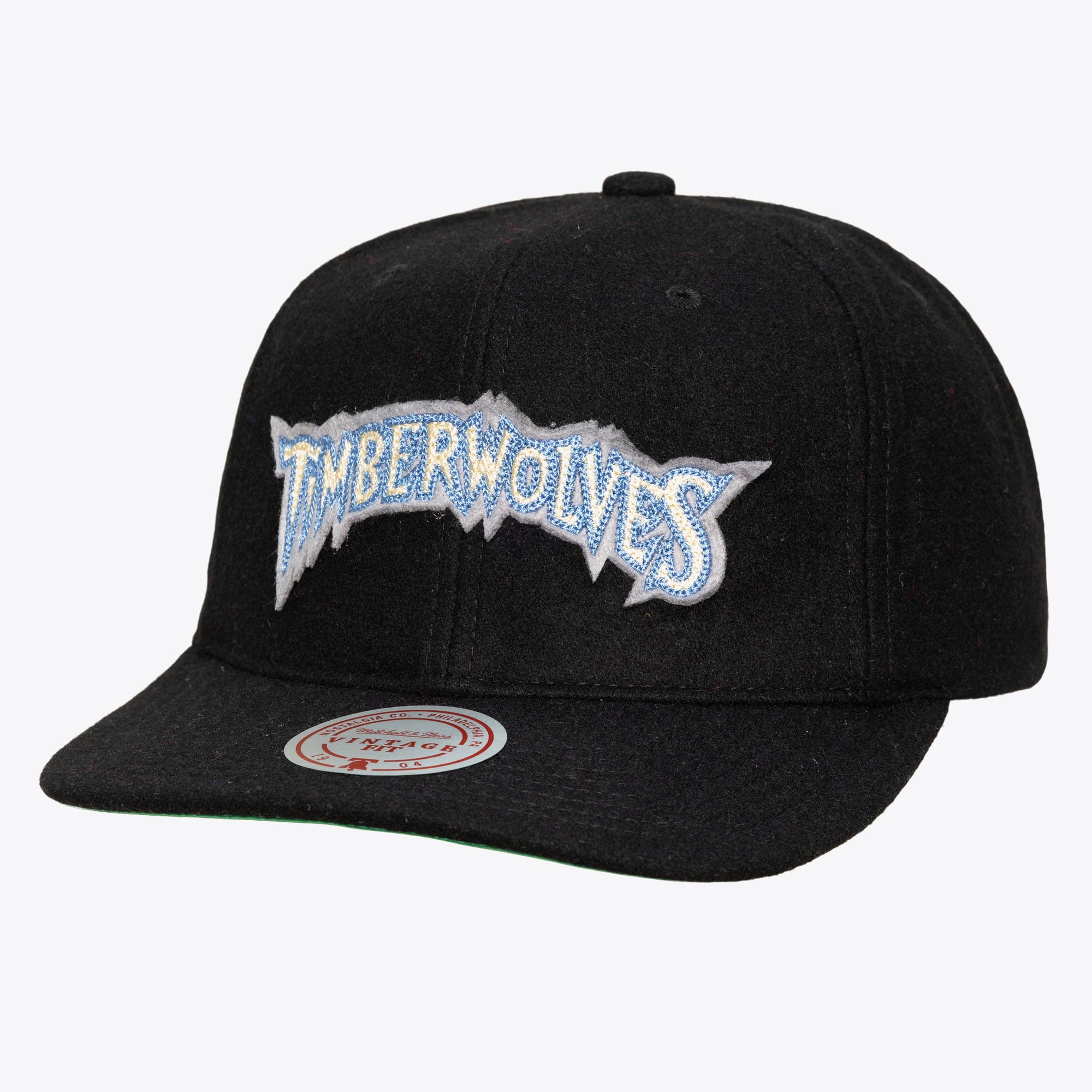 Minnesota Timberwolves Black Hardwood Classics Retro Roots Melton Strapback Hat