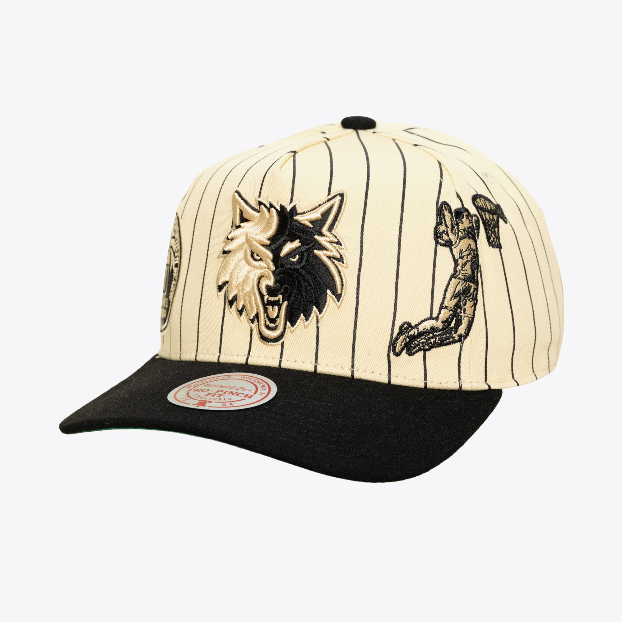 Minnesota Timberwolves Cream/Black Hardwood Classics Retro Roots Stripe Pro Pinch Snapback Hat