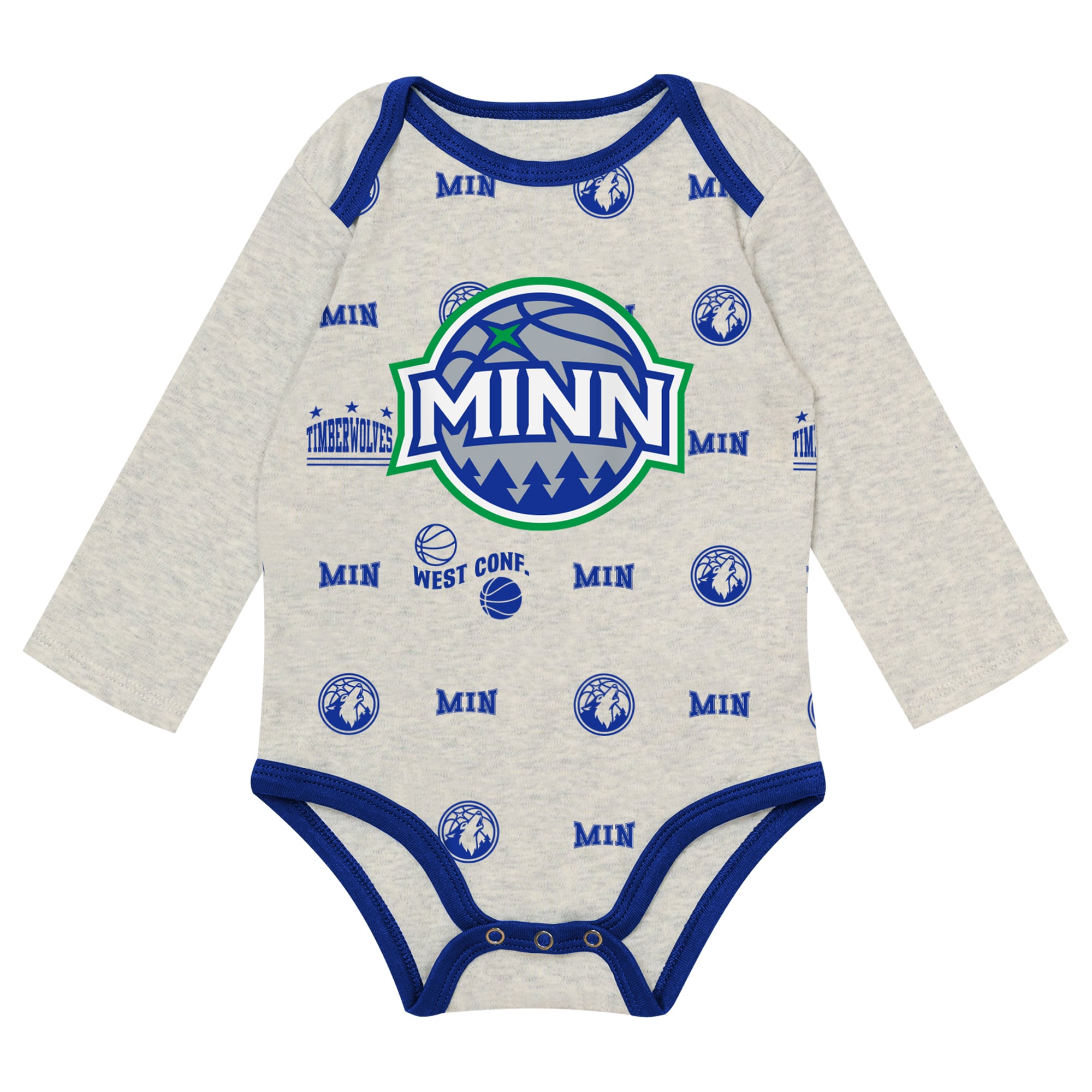 Newborn & Infant Outerstuff Minnesota Timberwolves Pinch Post Bodysuit, Pants Cuffed Knit Hat Set