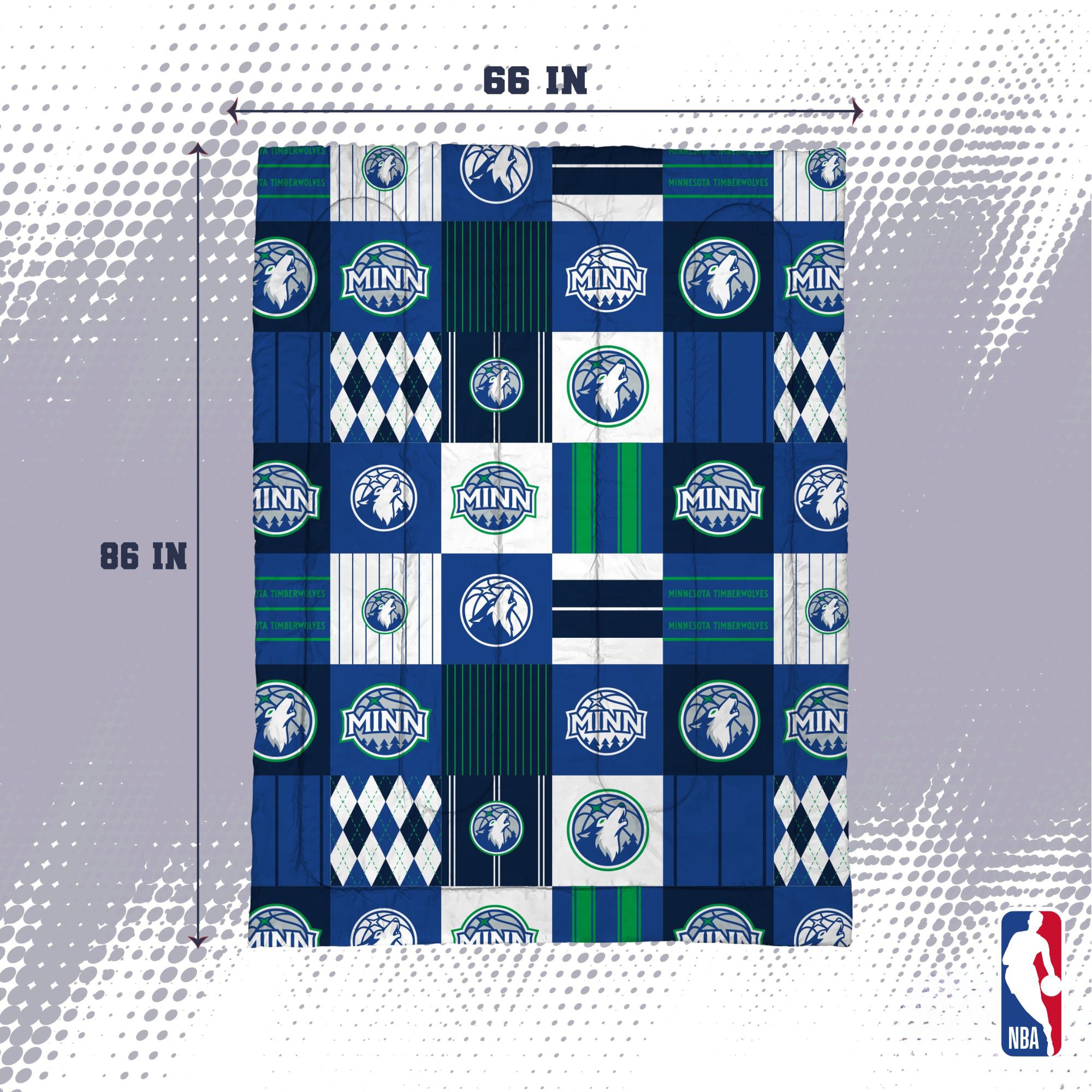 Ensemble de literie deux pièces Pegasus Minnesota Timberwolves Patchwork Plaid Twin/Twin XL