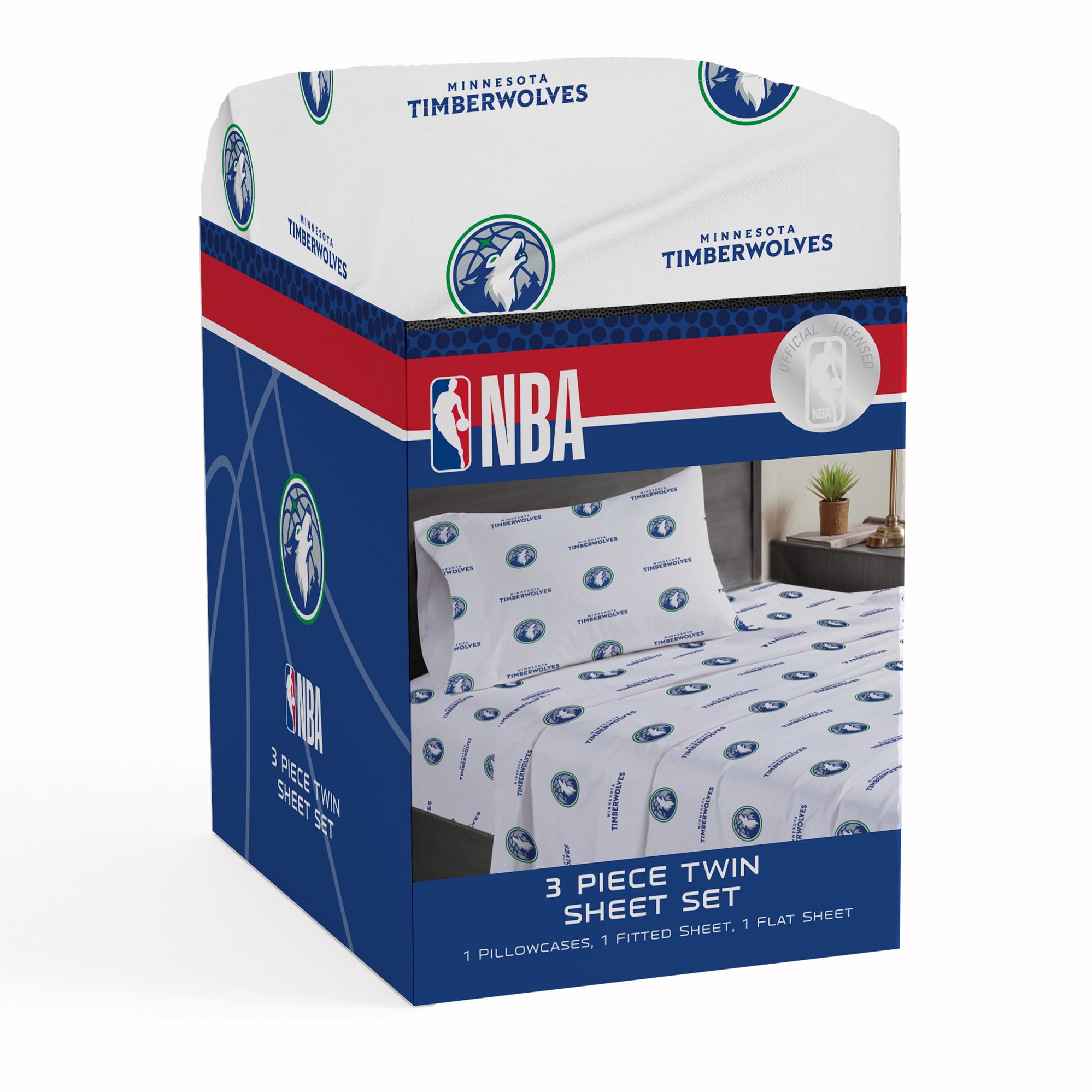 Pegasus Minnesota Timberwolves Three-Piece Twin Sheet Set