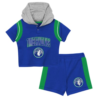 Minnesota Timberwolves Outerstuff Preschool Get Back Short Sleeve Hoodie & Shorts Two-Pack Set - Blue