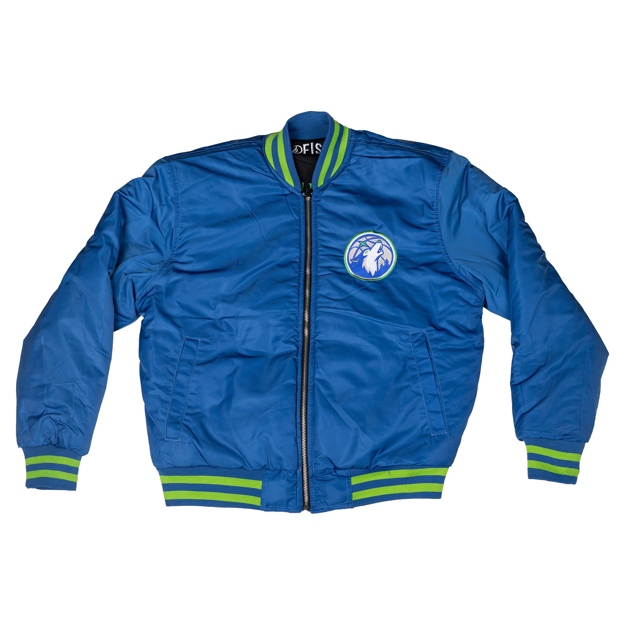 Veste de vol réversible unisexe FISLL bleue/noire Minnesota Timberwolves à fermeture éclair intégrale
