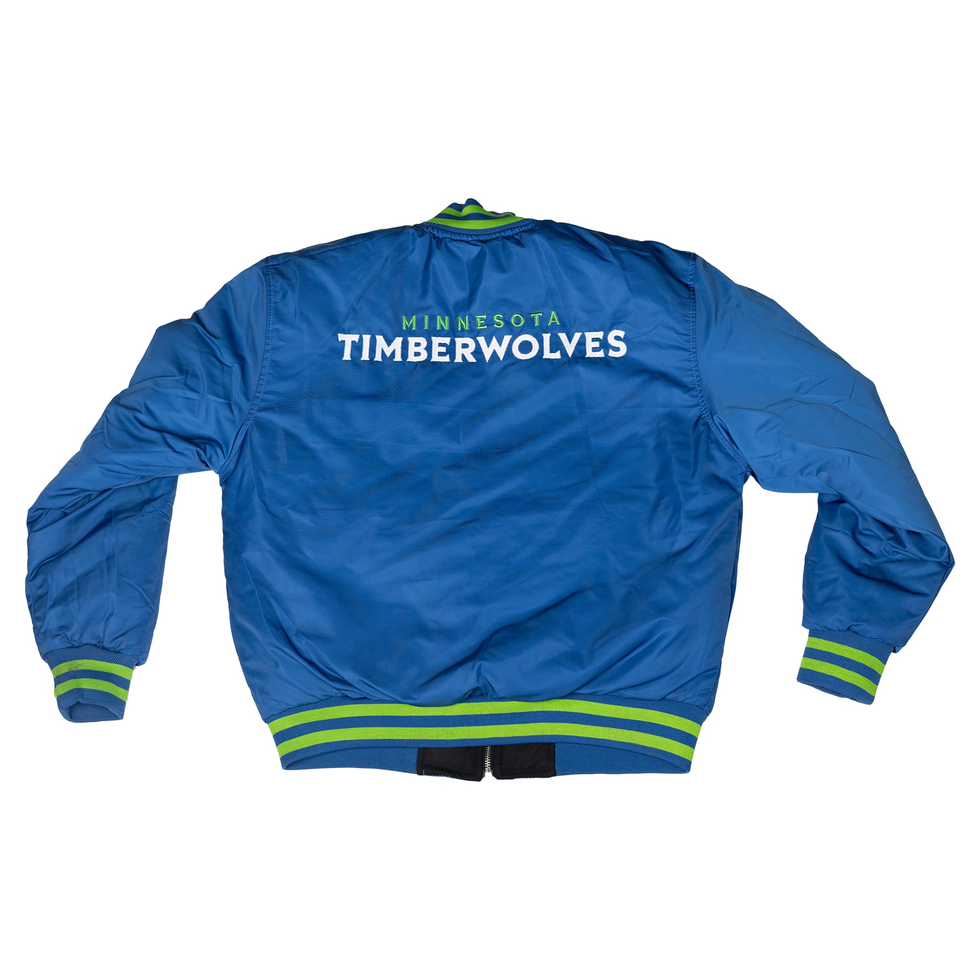 Veste de vol réversible unisexe FISLL bleue/noire Minnesota Timberwolves à fermeture éclair intégrale