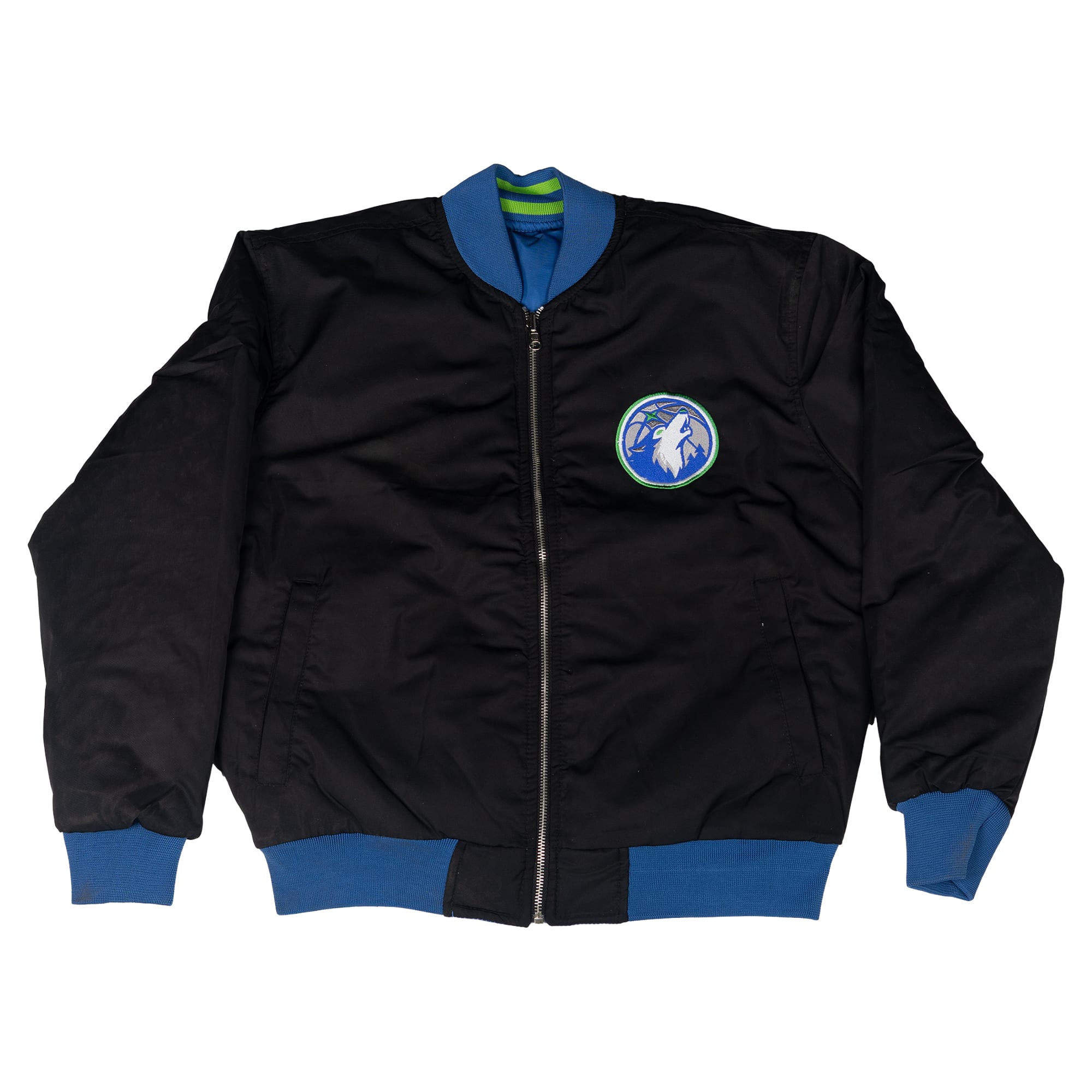 Veste de vol réversible unisexe FISLL bleue/noire Minnesota Timberwolves à fermeture éclair intégrale