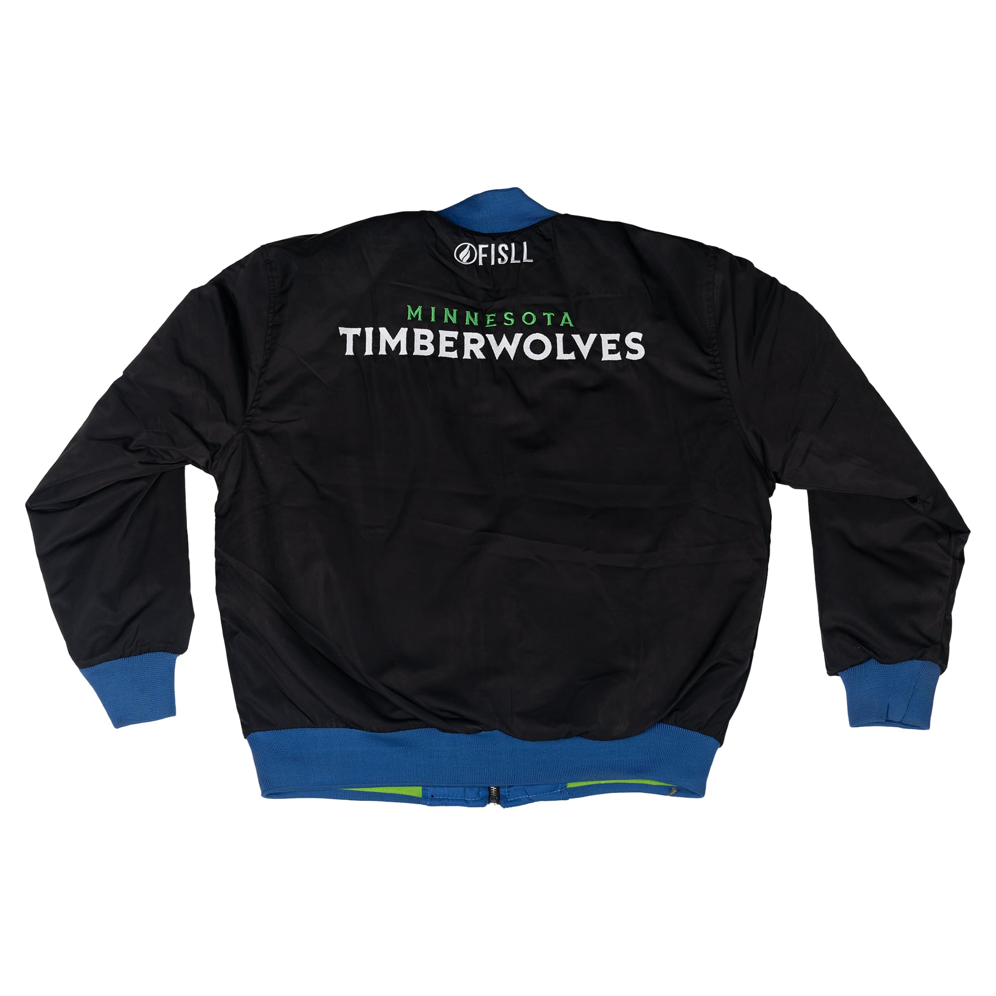 Veste de vol réversible unisexe FISLL bleue/noire Minnesota Timberwolves à fermeture éclair intégrale