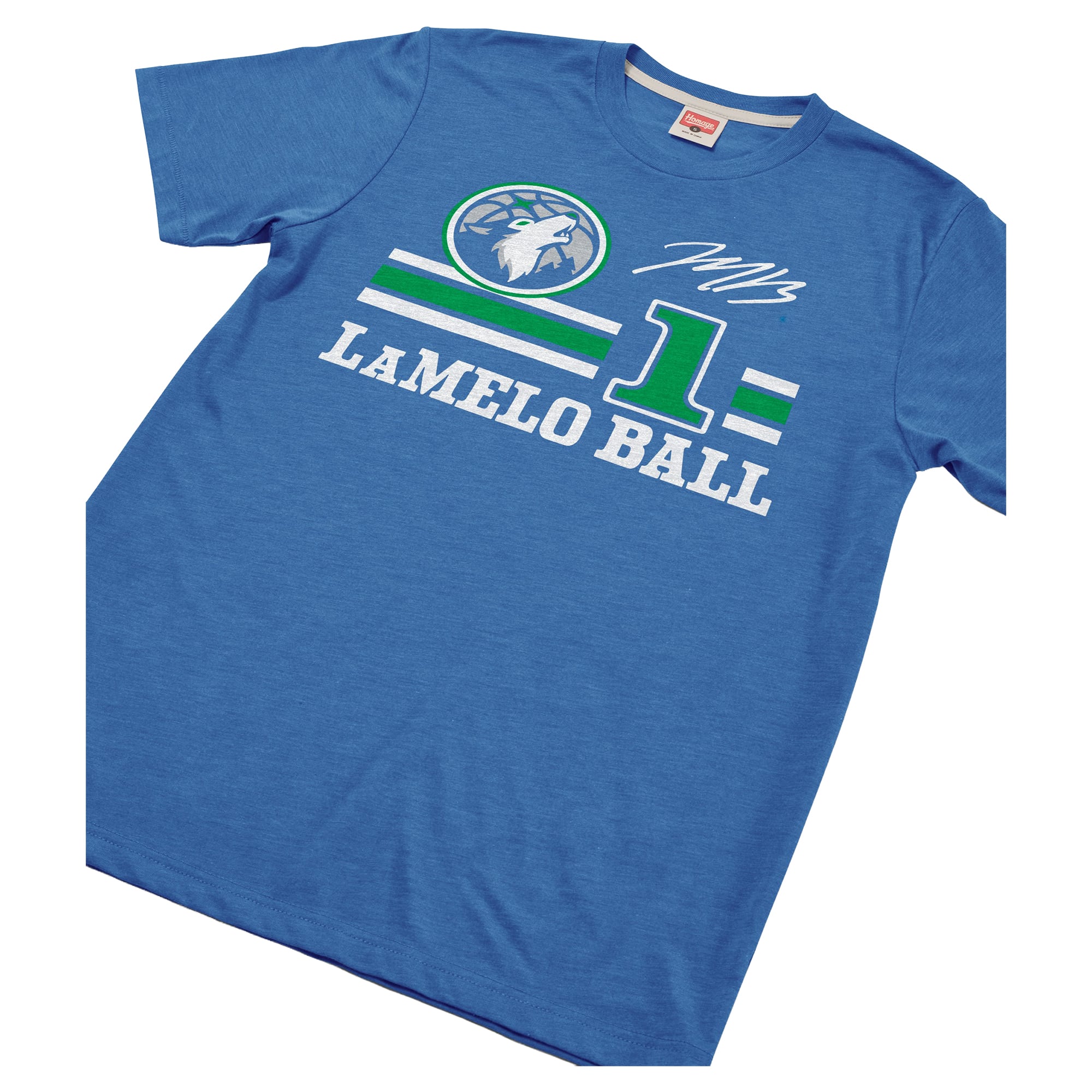 T-shirt unisexe Homage LaMelo Ball bleu Minnesota Timberwolves Signature Jersey Tri-Blend