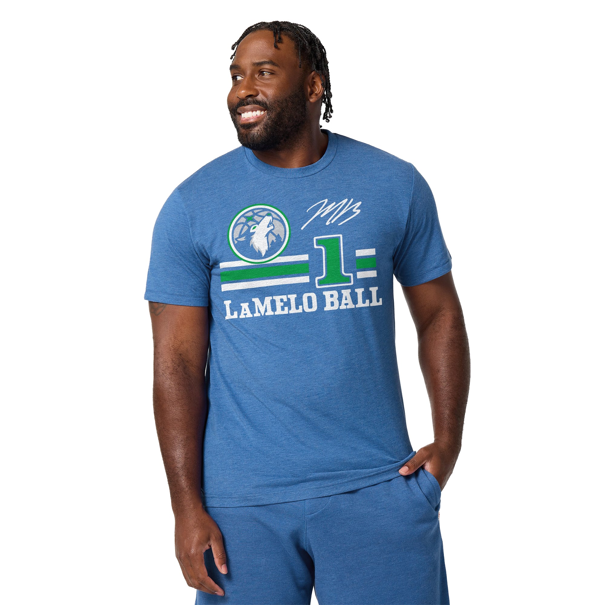 T-shirt unisexe Homage LaMelo Ball bleu Minnesota Timberwolves Signature Jersey Tri-Blend