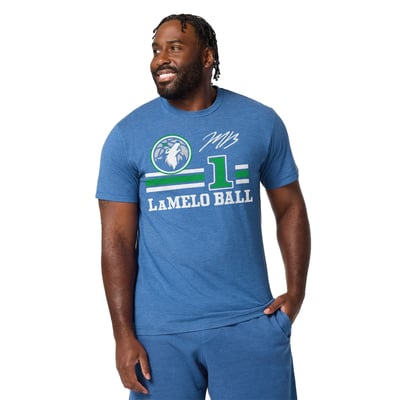 LaMelo Ball Minnesota Timberwolves Homage Unisex Signature Jersey Tri-Blend T-Shirt - Blue