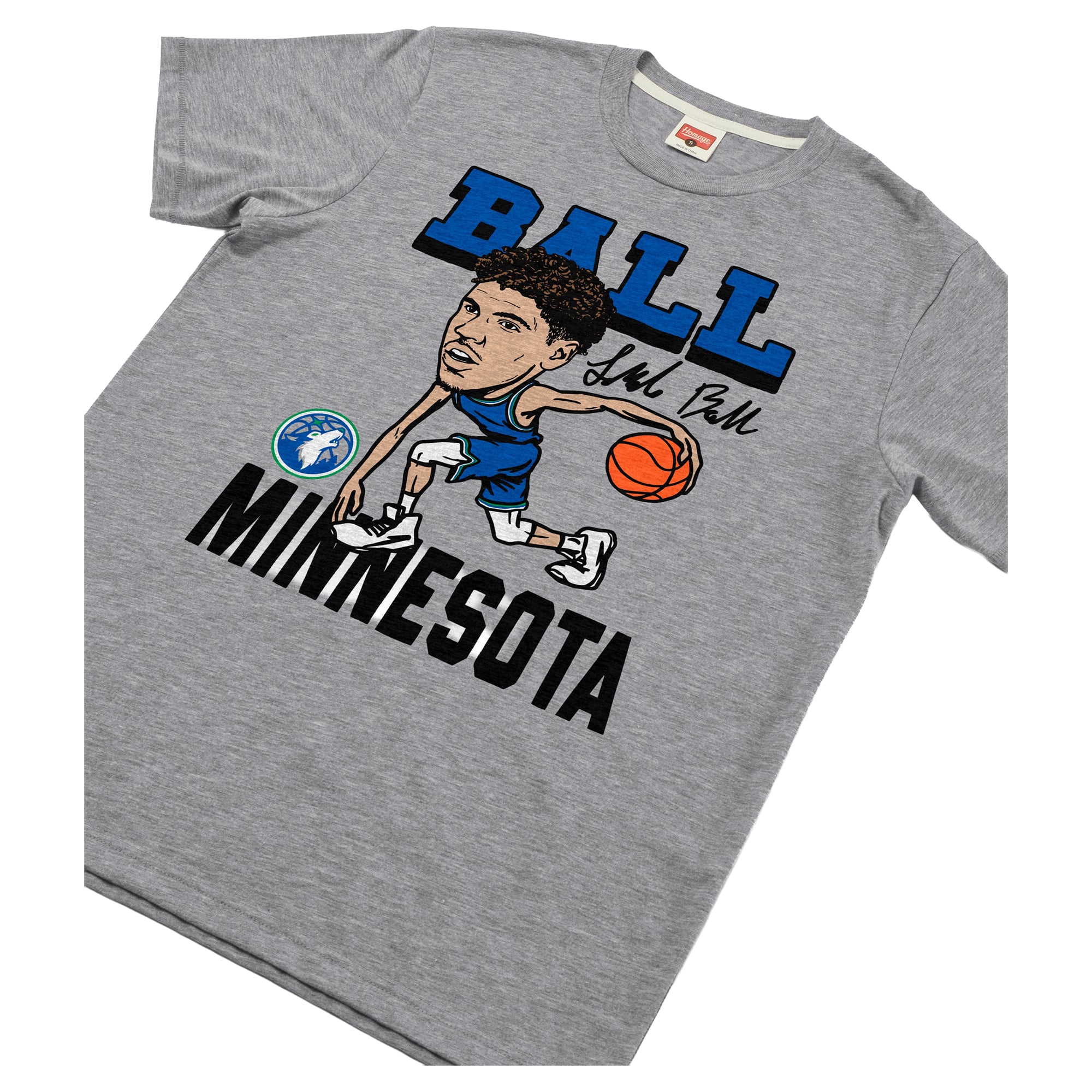 T-shirt unisexe Homage LaMelo Ball gris Minnesota Timberwolves Signature Tri-Blend
