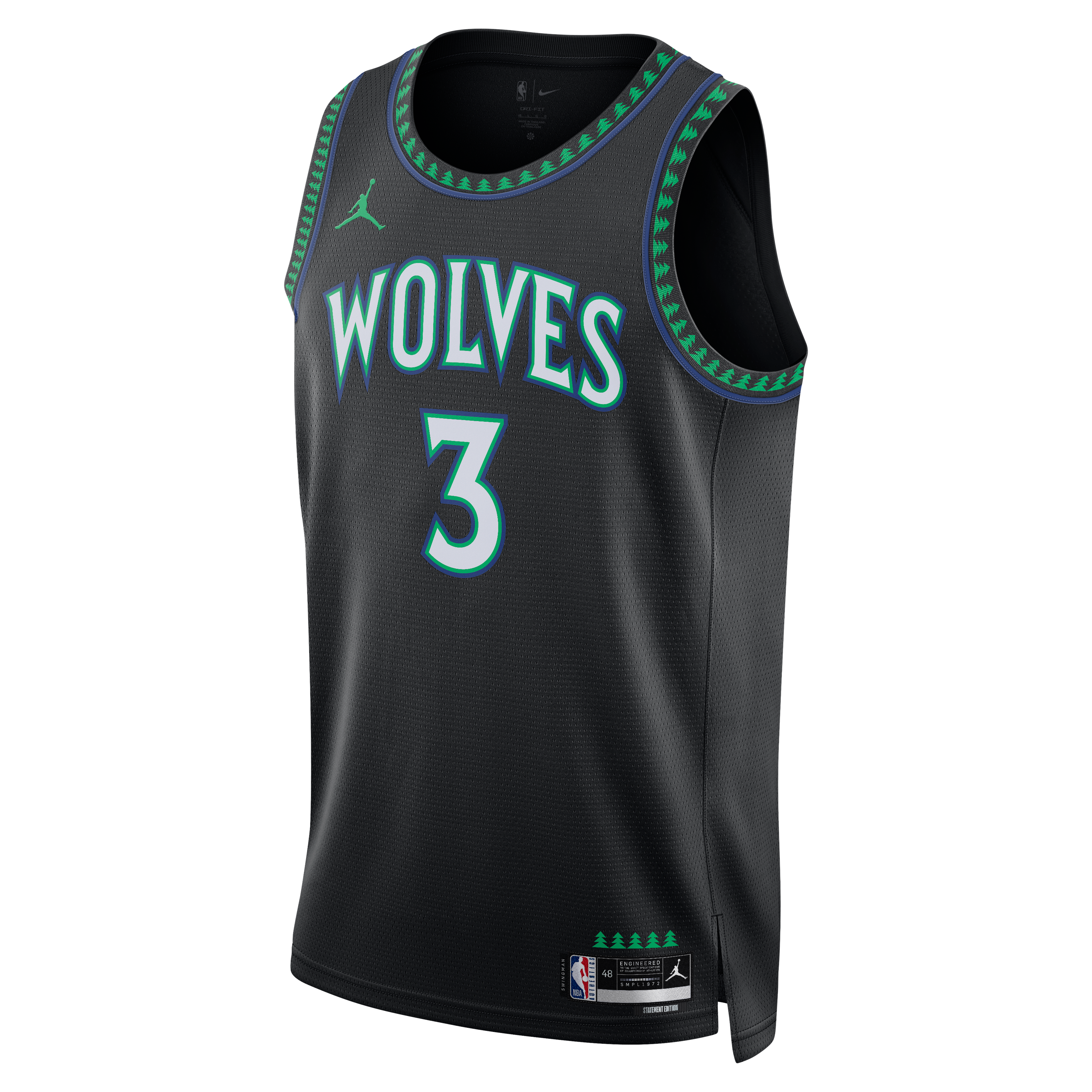 Unisex Jordan Brand Jaden McDaniels Black Minnesota Timberwolves Swingman Jersey - Statement Edition