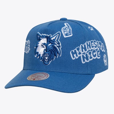  Minnesota Timberwolves Mitchell & Ness Unisex Hardwood Classics Downtown Doodle Pro Snapback Hat - Blue