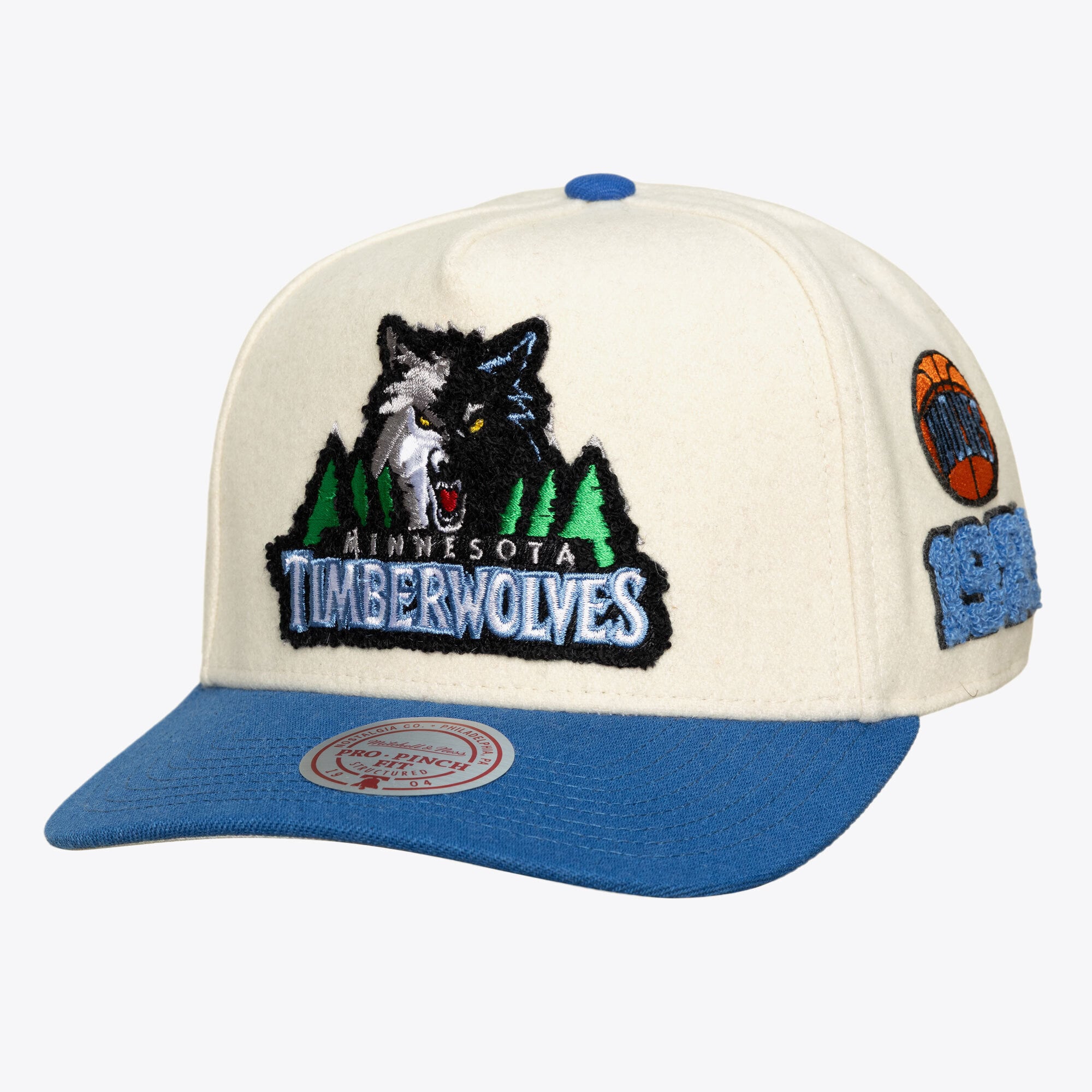 Casquette unisexe Mitchell & Ness crème Minnesota Timberwolves Team Pro ajustable