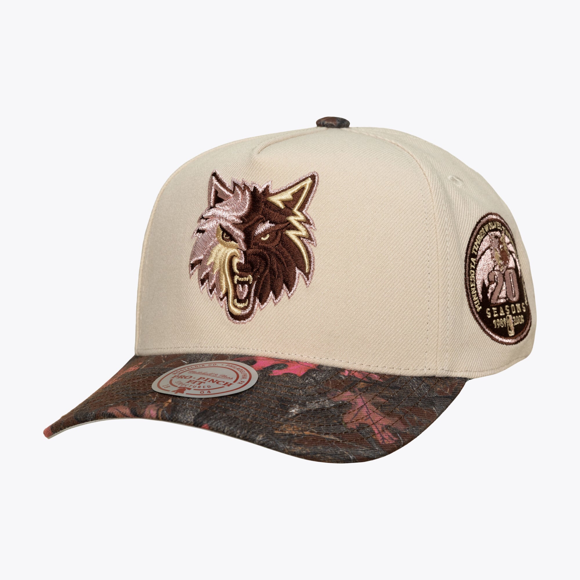 Casquette unisexe Mitchell & Ness Crème Minnesota Timberwolves Hardwood Classics Automne Rose Pro