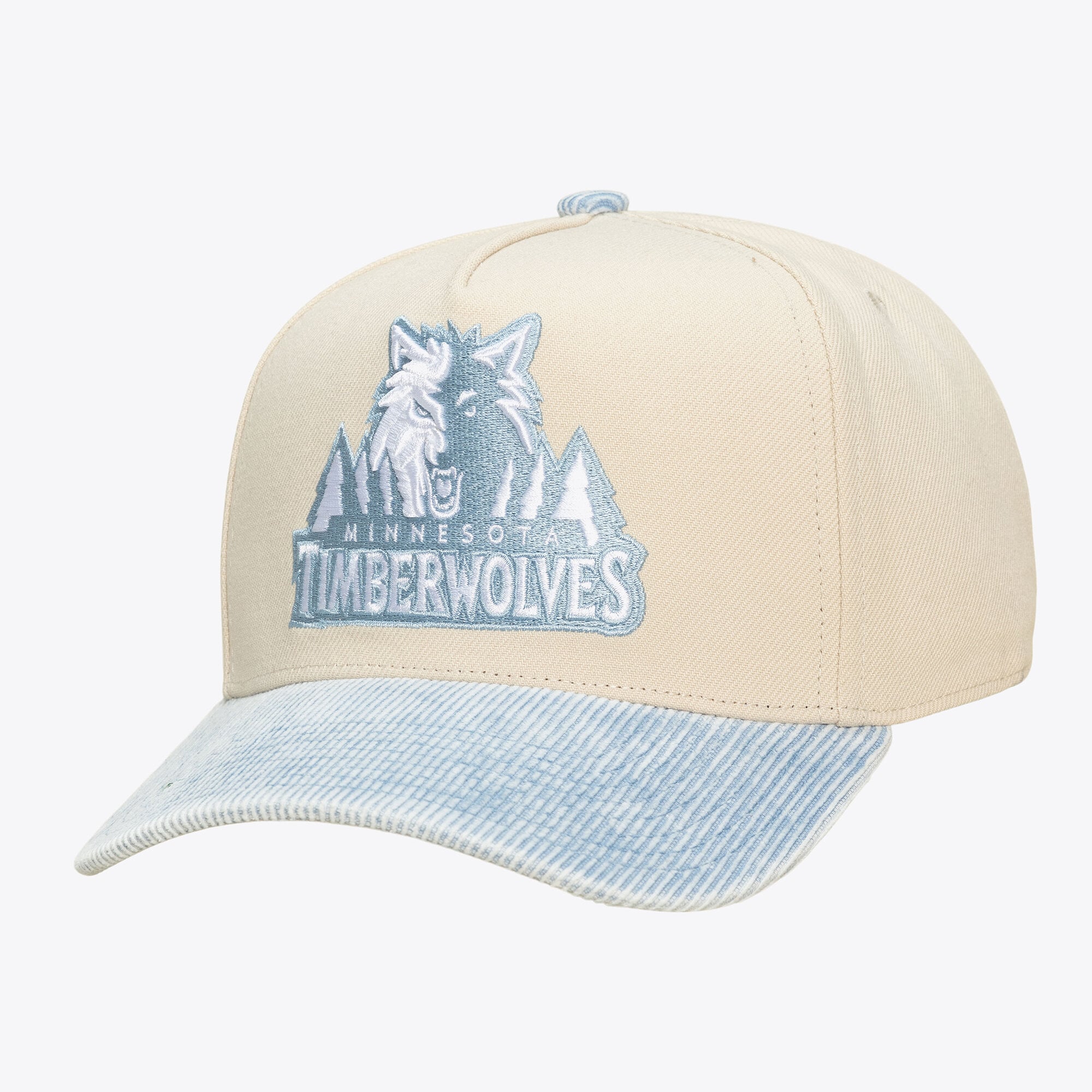 Unisex Mitchell & Ness Cream/Light Blue Minnesota Timberwolves Faded Pro Snapback Hat