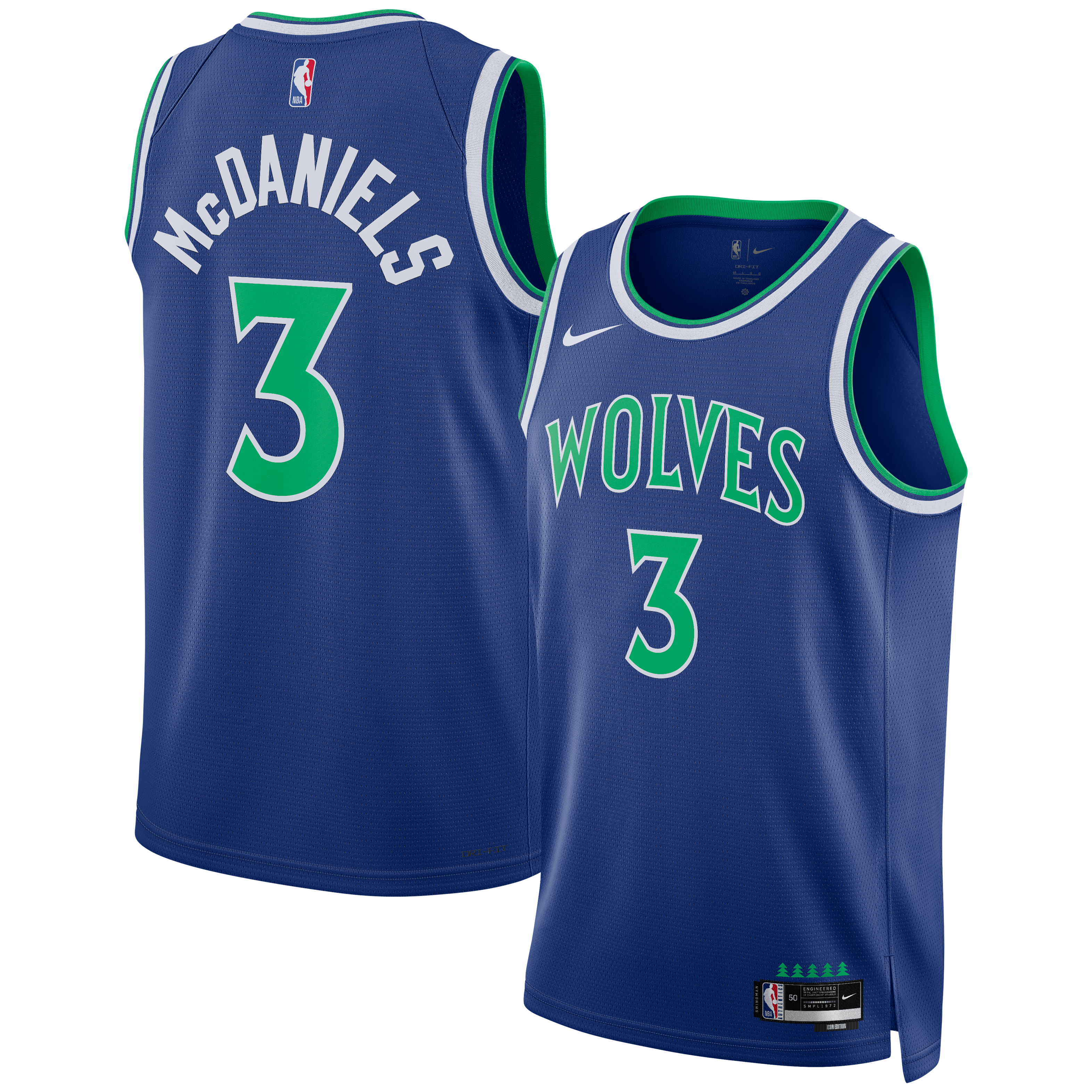 Maillot Swingman unisexe Nike Jaden McDaniels bleu Minnesota Timberwolves - Édition Icon