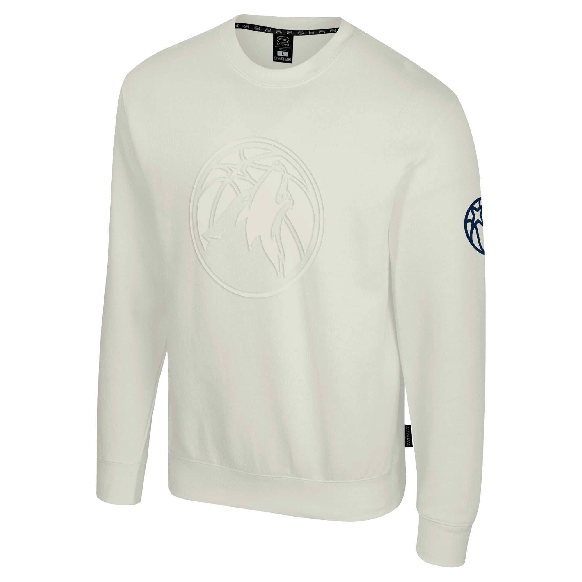 Unisex Stadium Essentials Cream Minnesota Timberwolves Debossed Monochrome Logo Sweatshirt