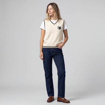 Minnesota Timberwolves Mitchell & Ness Women's Retro Roots V-Neck Sweater Vest - Cream
