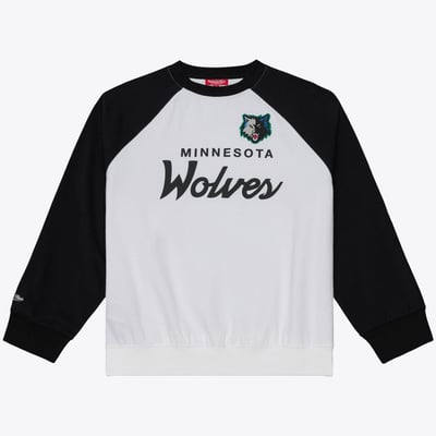  Minnesota Timberwolves Mitchell & Ness Women's Head Coach Lightweight Raglan Sweatshirt - White/Black