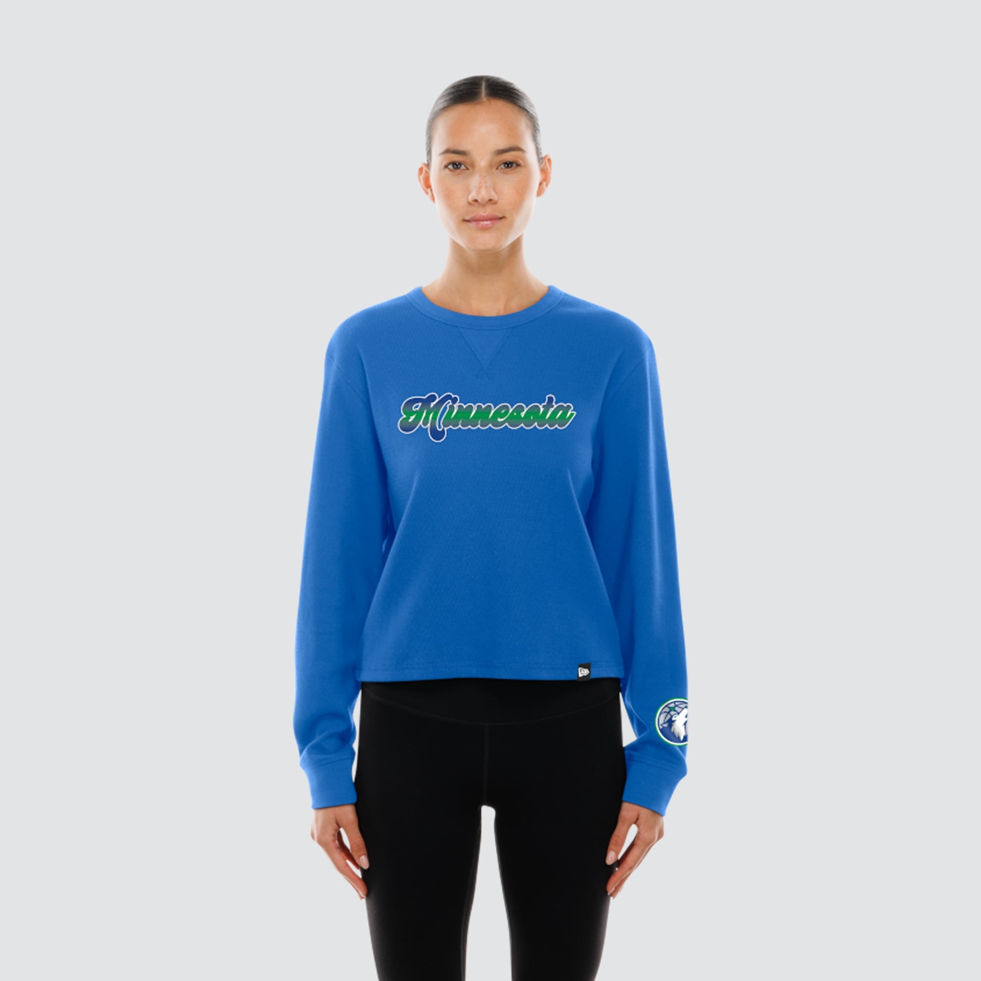 T-shirt thermique à manches longues New Era bleu Minnesota Timberwolves pour femme