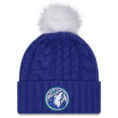 Minnesota Timberwolves New Era Women's Single Knit Hat with Pom - Blue