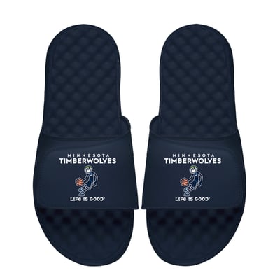  Minnesota Timberwolves ISlide Youth Life Is Good Slide Sandals - Navy