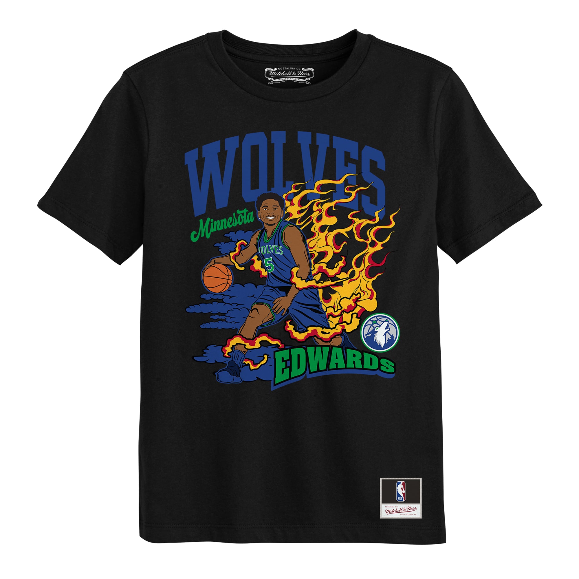 T-shirt Mitchell & Ness Anthony Edwards noir Minnesota Timberwolves Fired Up pour enfant