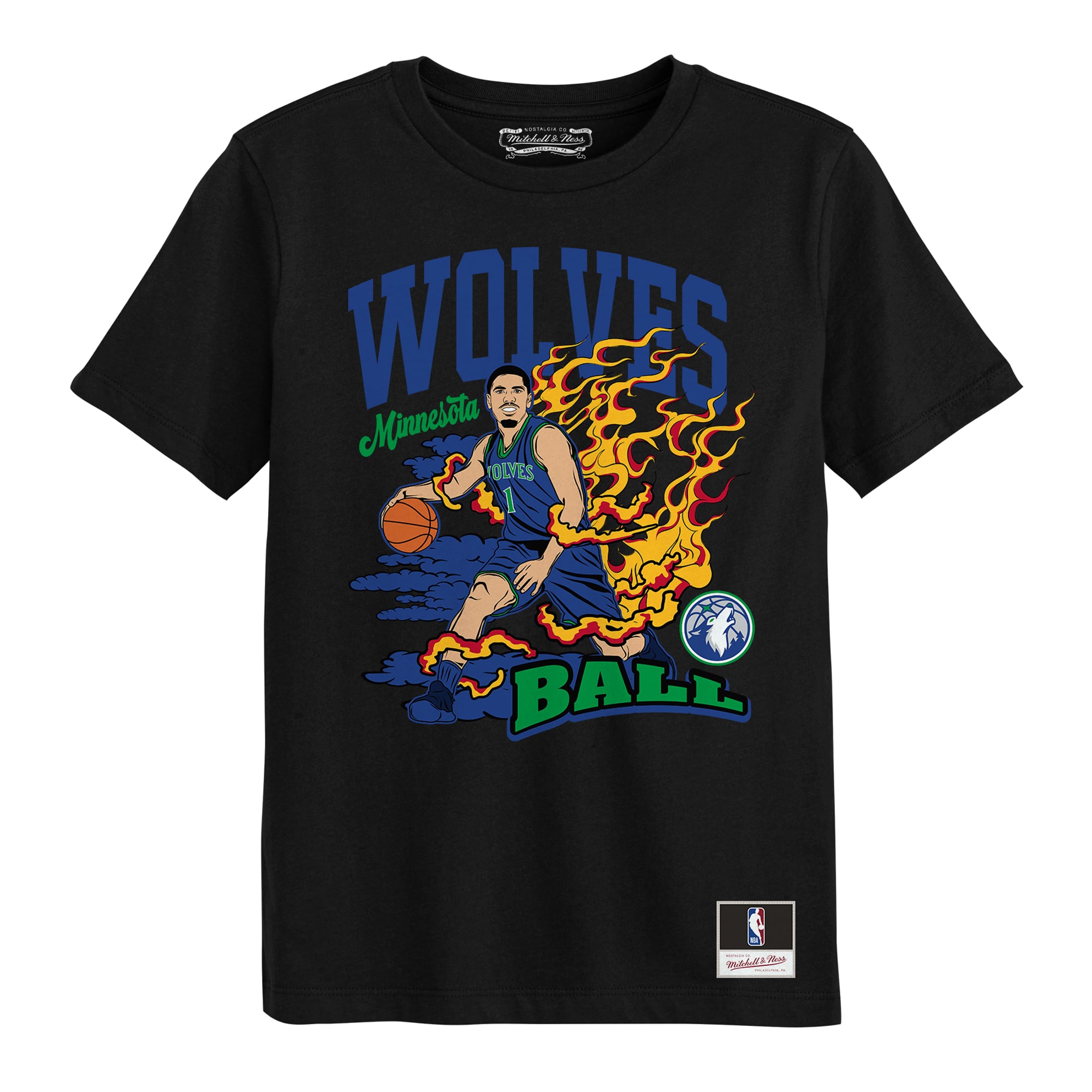 T-shirt Mitchell & Ness LaMelo Ball noir pour jeunes Minnesota Timberwolves Fired Up