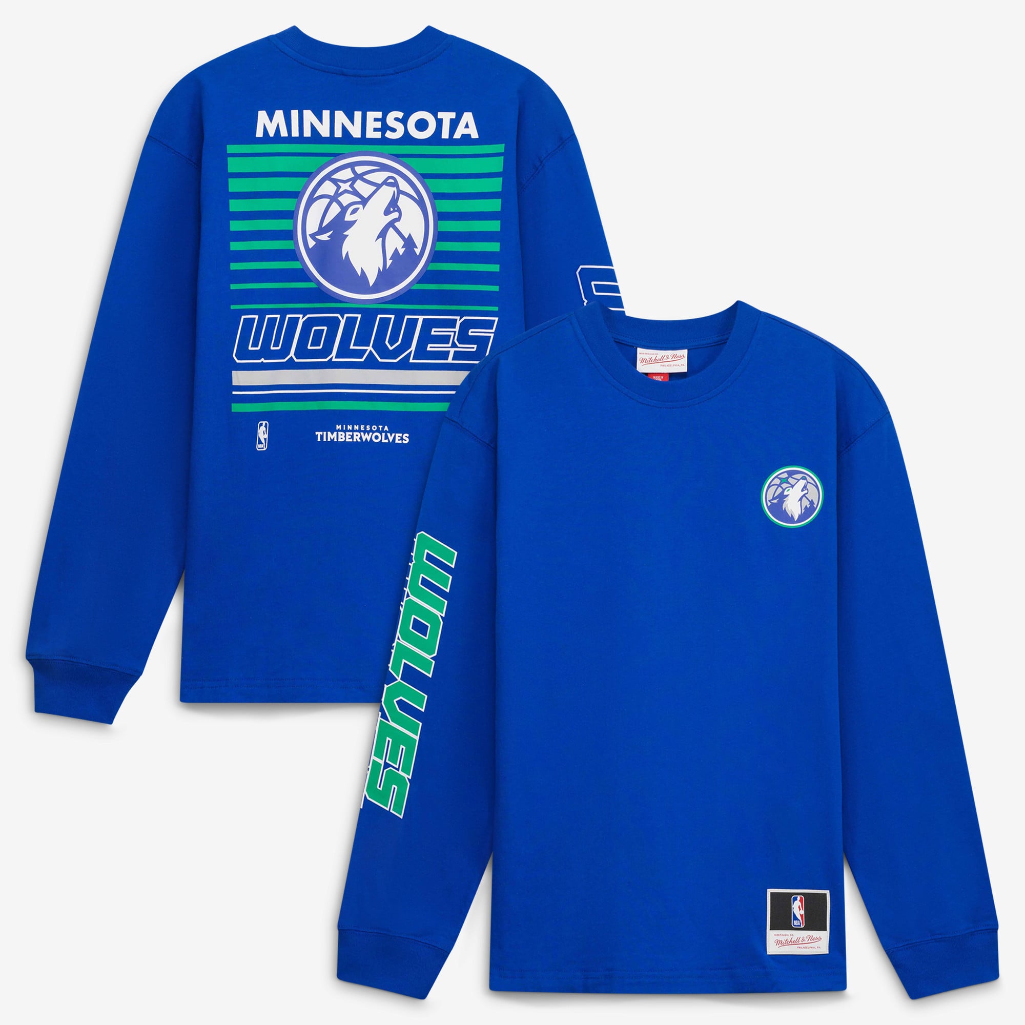 T-shirt à manches longues Mitchell & Ness Royal Minnesota Timberwolves Triple Play pour enfant
