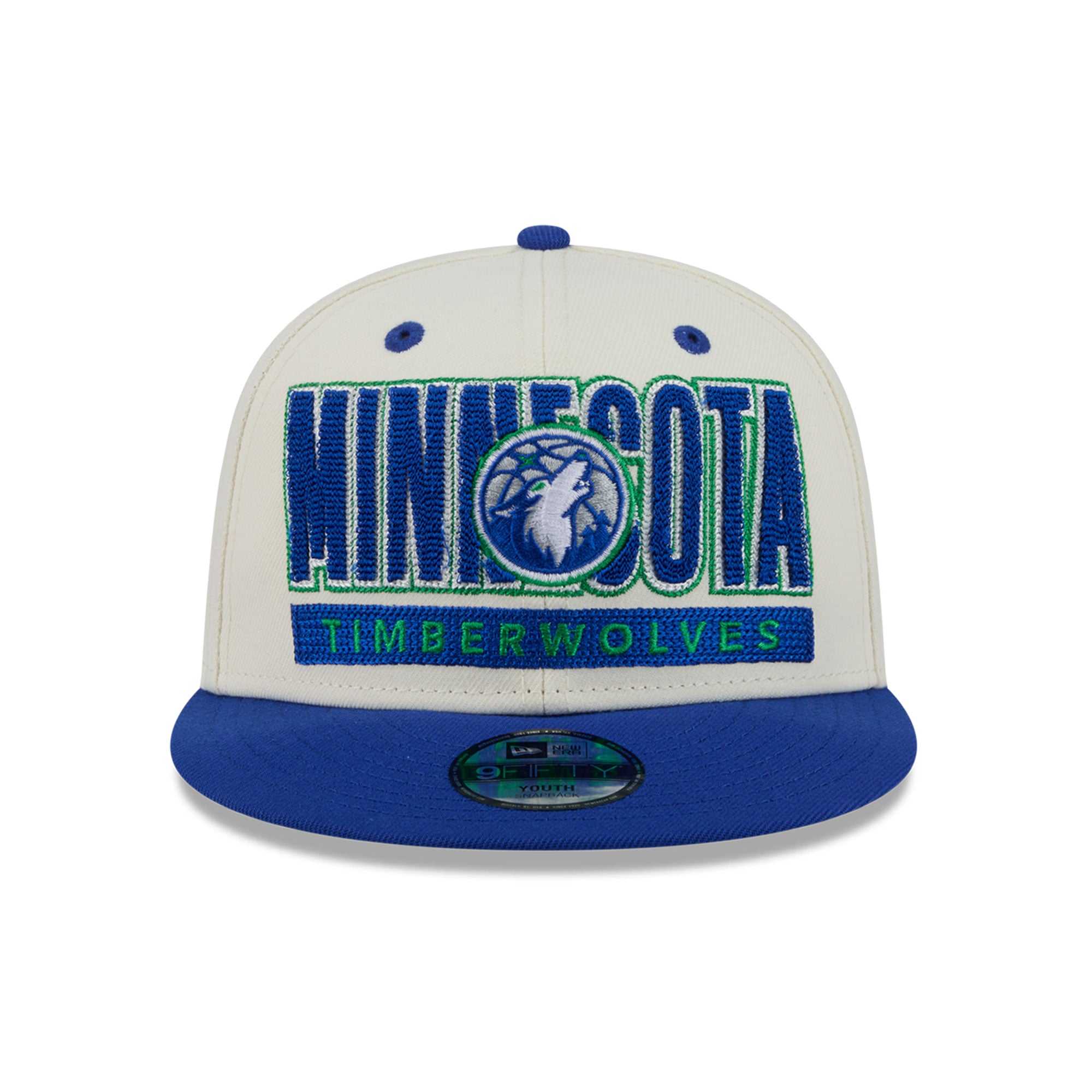 Casquette snapback New Era Classic 9FIFTY crème/bleue pour jeunes Minnesota Timberwolves