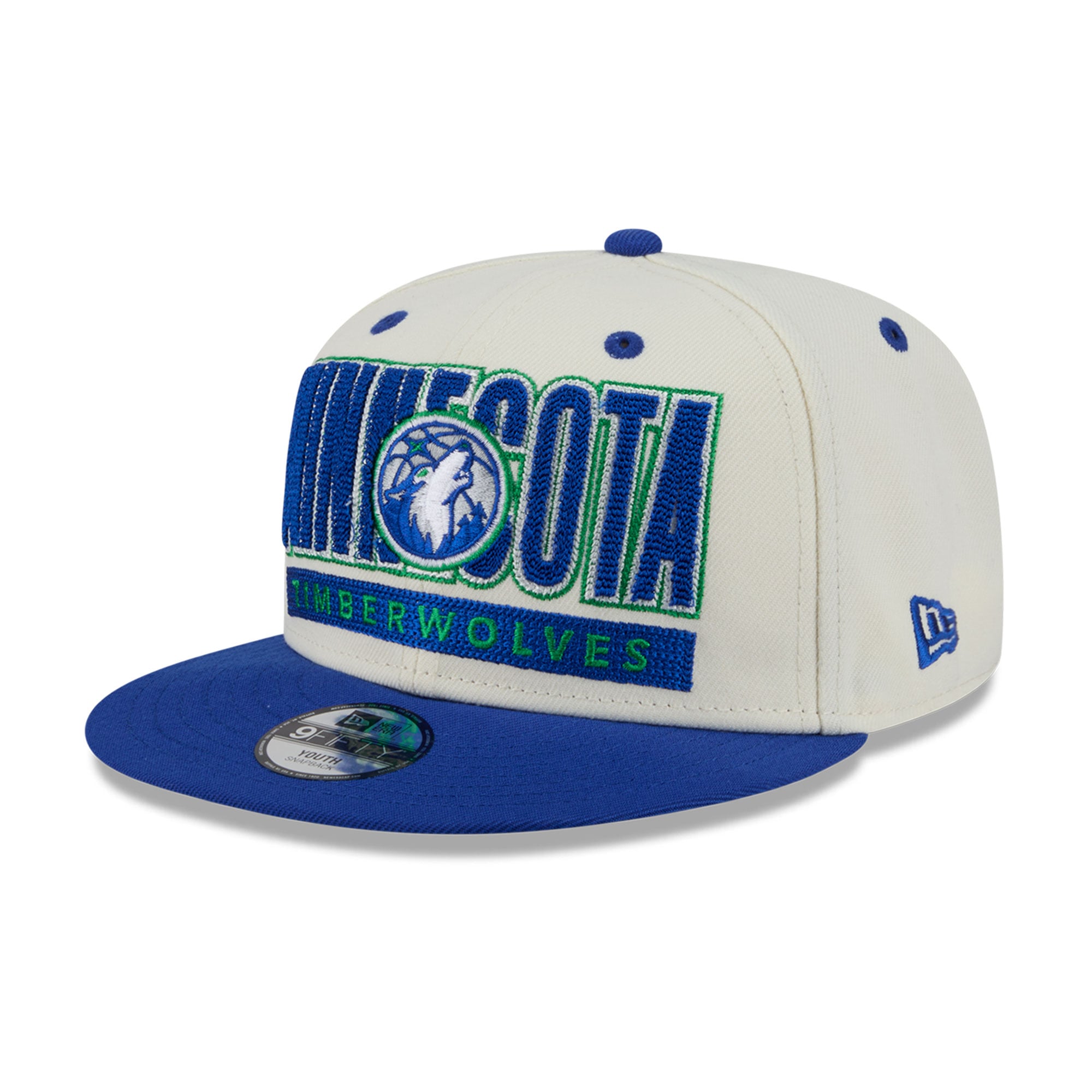 Casquette snapback New Era Classic 9FIFTY crème/bleue pour jeunes Minnesota Timberwolves