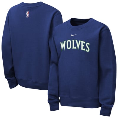  Minnesota Timberwolves Nike Youth Essential Club Wordmark Crewneck Sweatshirt - Blue