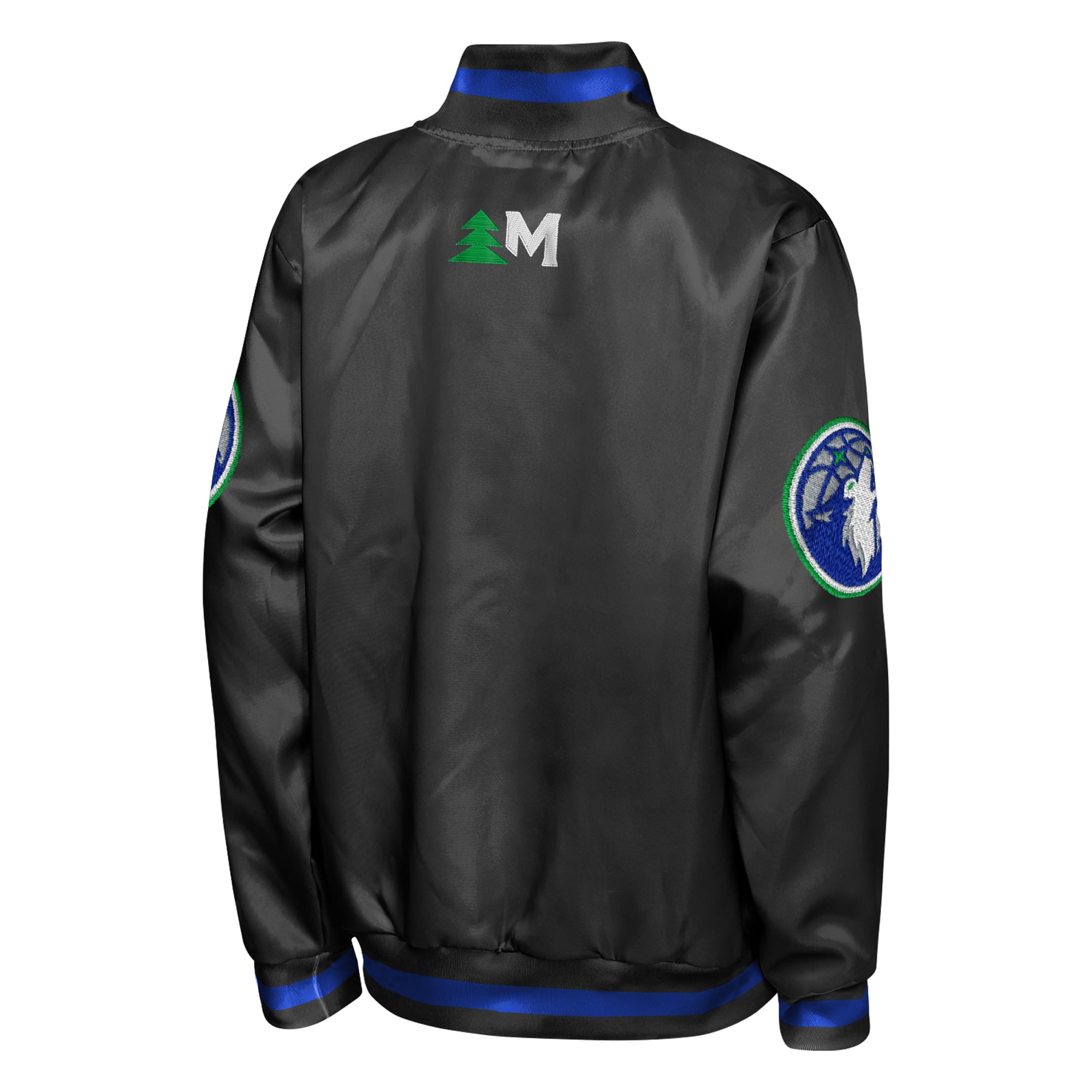 Veste légère en satin noir Youth Outerstuff Minnesota Timberwolves Statement Edition à boutons-pression