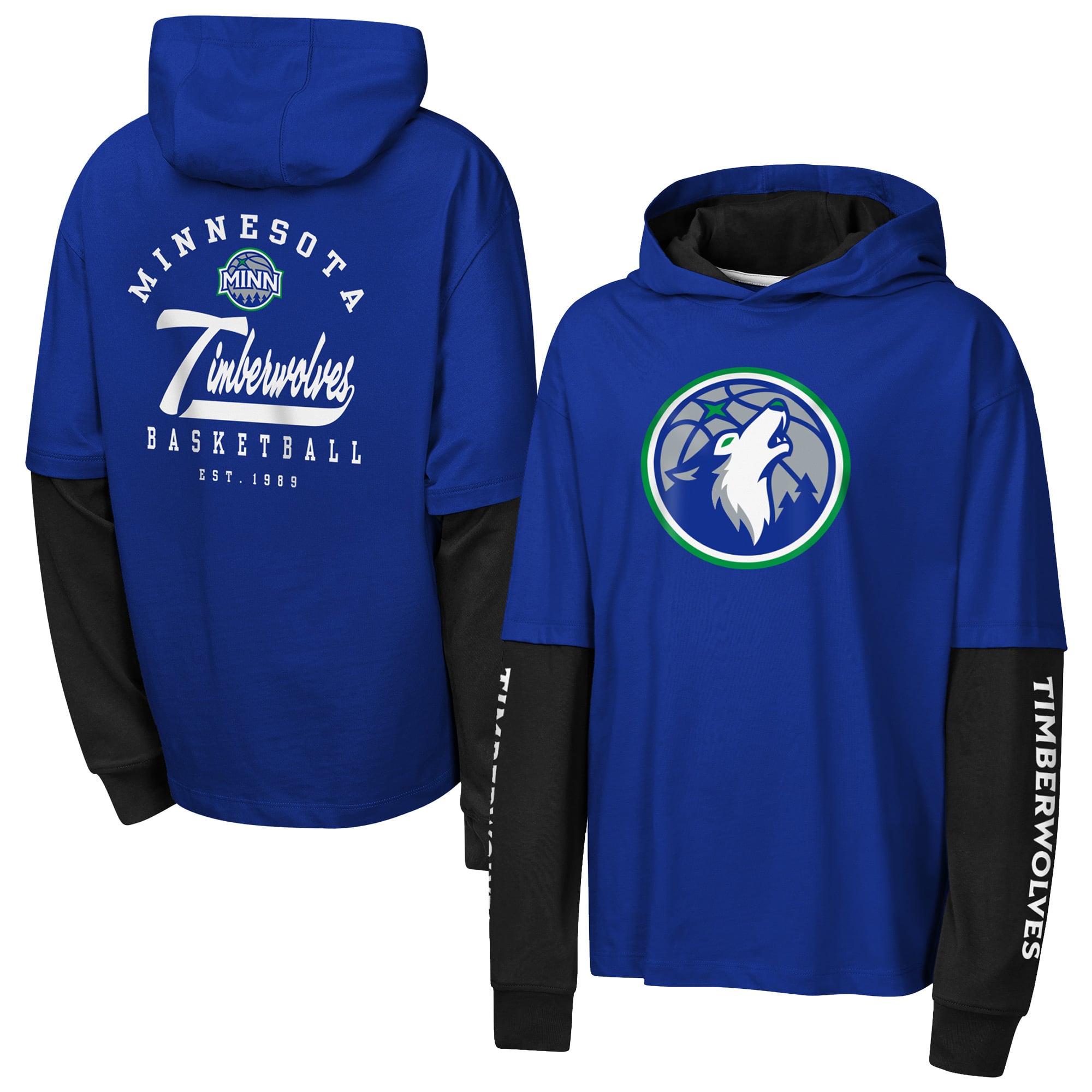 T-shirt à capuche surdimensionné en faux nickel bleu marine des Timberwolves du Minnesota pour jeunes