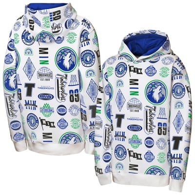 Minnesota Timberwolves Outerstuff Youth 3-and-D Allover Hoodie - White