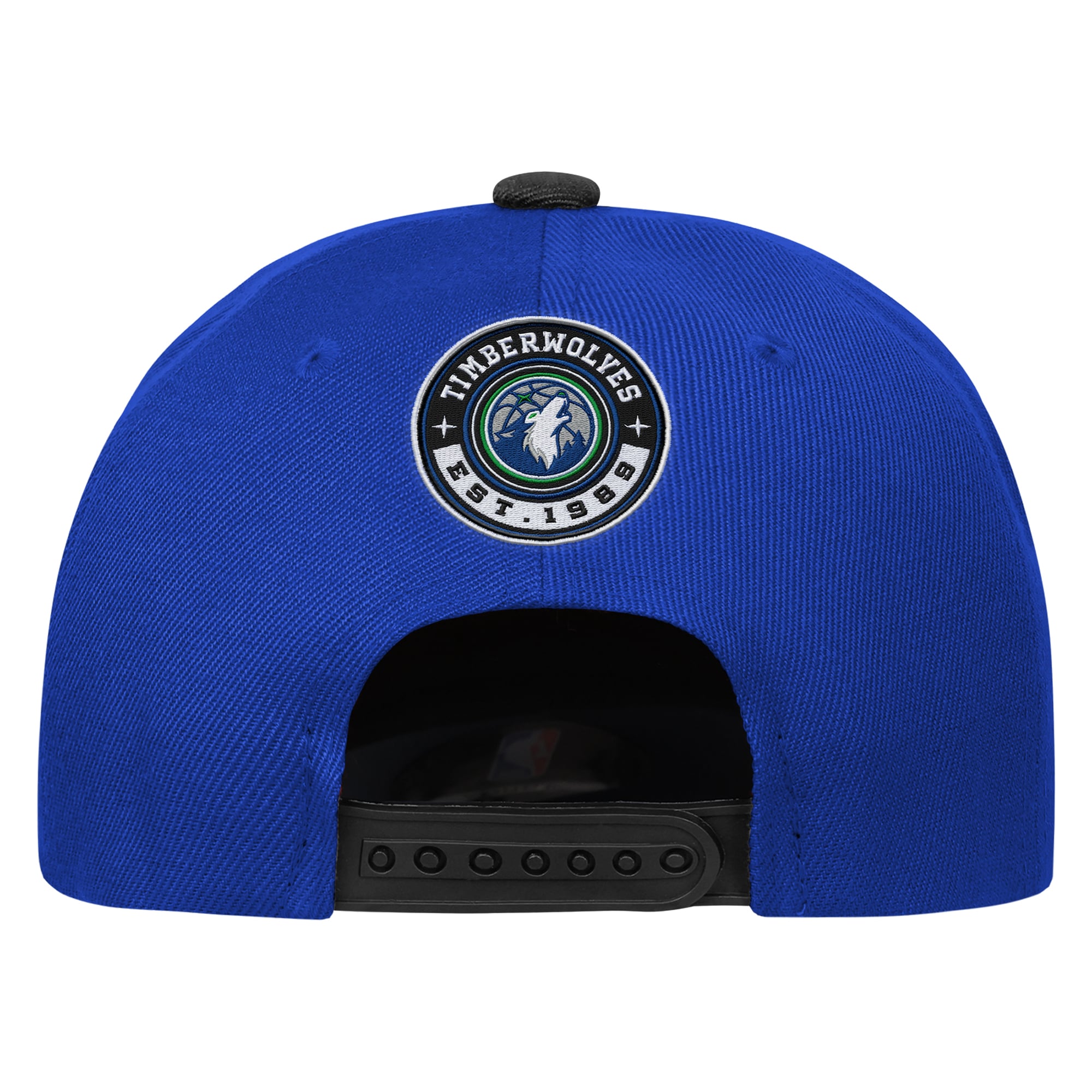 Casquette ajustable à trois boutons pré-courbés avec logo des Timberwolves du Minnesota, blanche et noire, pour jeunes de la marque Outerstuff