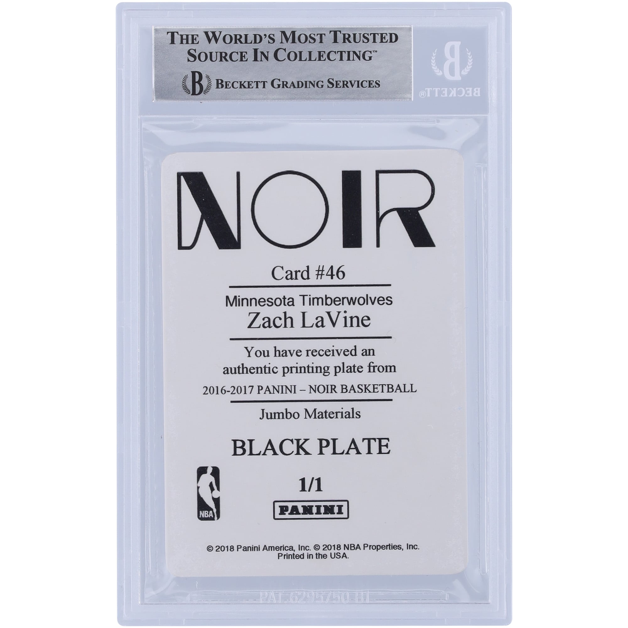 Zach LaVine Minnesota Timberwolves Autographed 2016-17 Panini Noir
