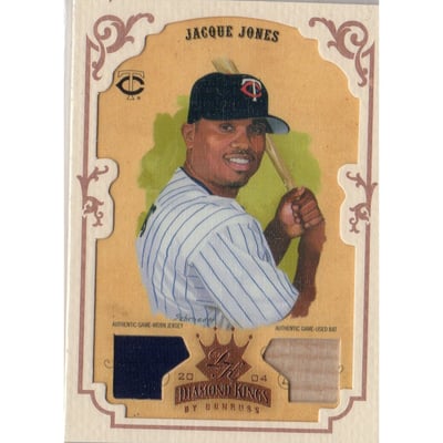 2004 Diamond Kings DK Materials Framed Bronze #142 Jacque Jones Bat-Jsy/100