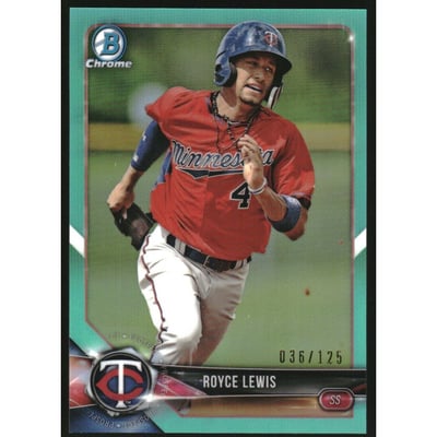 2018 Bowman Chrome Prospects Aqua Refractors #BCP93 Royce Lewis