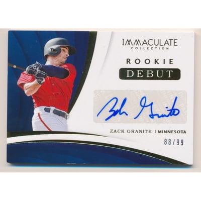 2018 Immaculate Collection Rookie Debut Signatures #24 Zack Granite/99