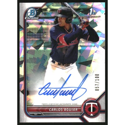 2022 Bowman Chrome Prospect Autographs Atomic Refractors #CPACA Carlos Aguiar